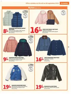 Auchan - Prévisualisation de DOUDOUNE SANS MANCHES ENFANT INEXTENSO, 100% polyamide, doublure 100% polyester, garnissage 100% polyester recyclé Du 3 au 14 ans valide à partir de 18/08/2026 | Page: 45