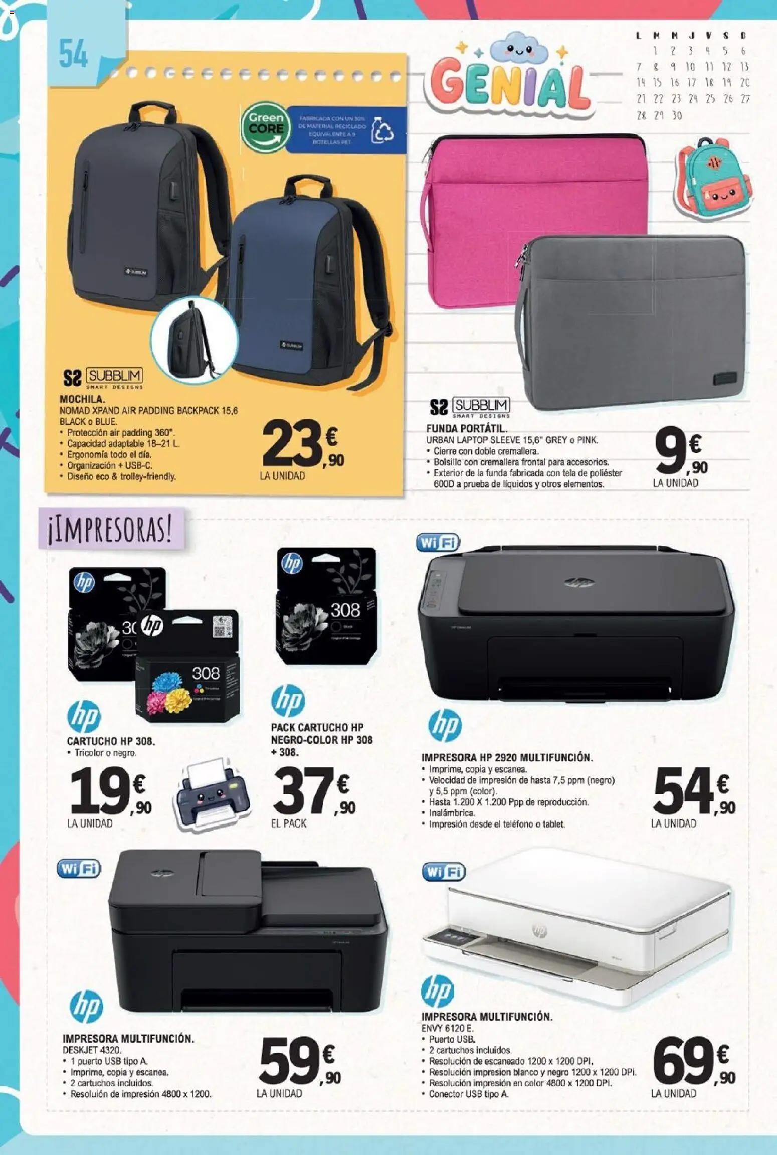 E.Leclerc Miranda de Ebro │ válido desde el 10/08/2026 | Página: 54 | Productos: Tablet, Impresora, Funda, USB