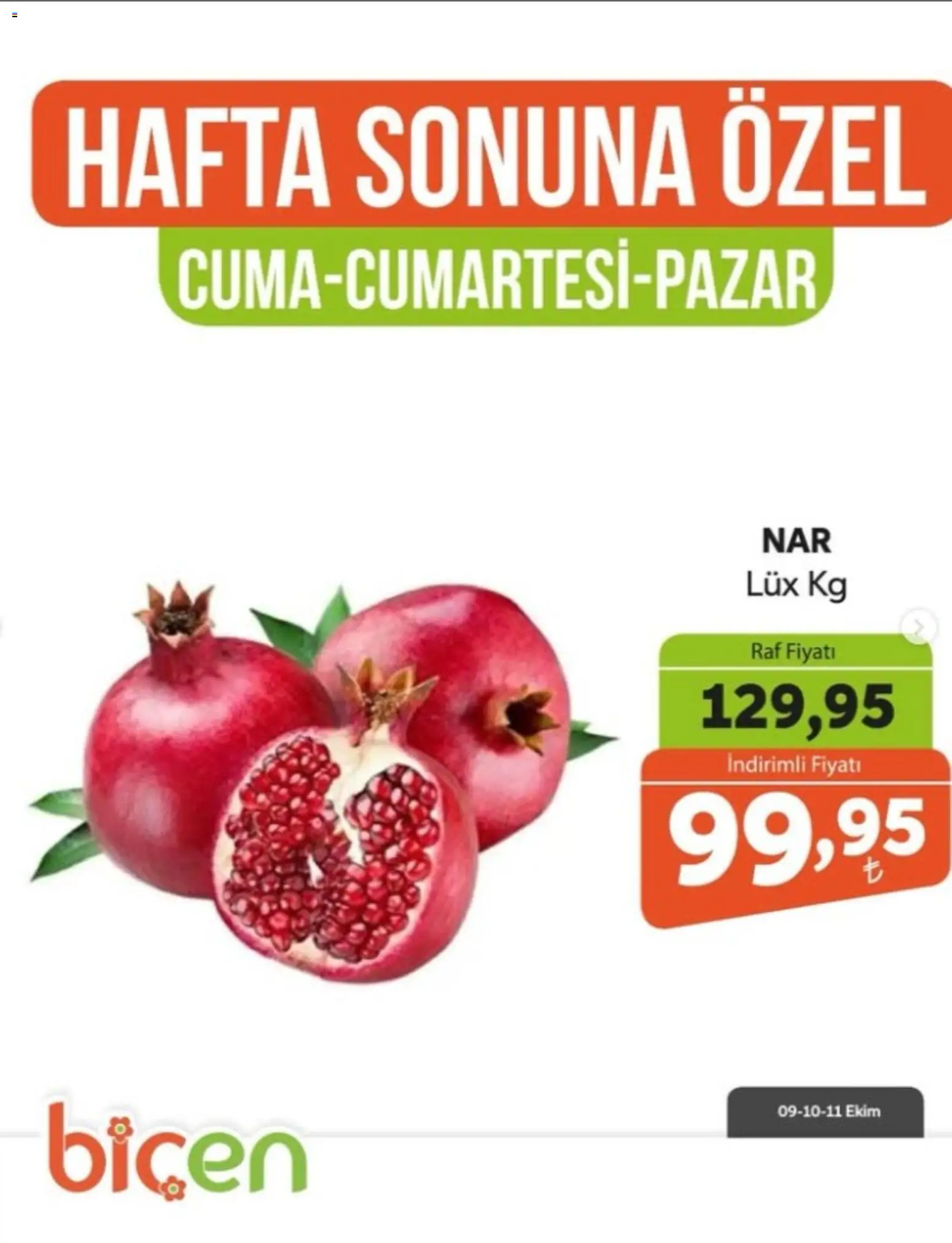 Biçen Market - Hafta Sonuna Özel - Meyve İndirimi - 09 Ekim 2026 tarihinden itibaren geçerlidir | Sayfa: 4 | Ürünler: Raf