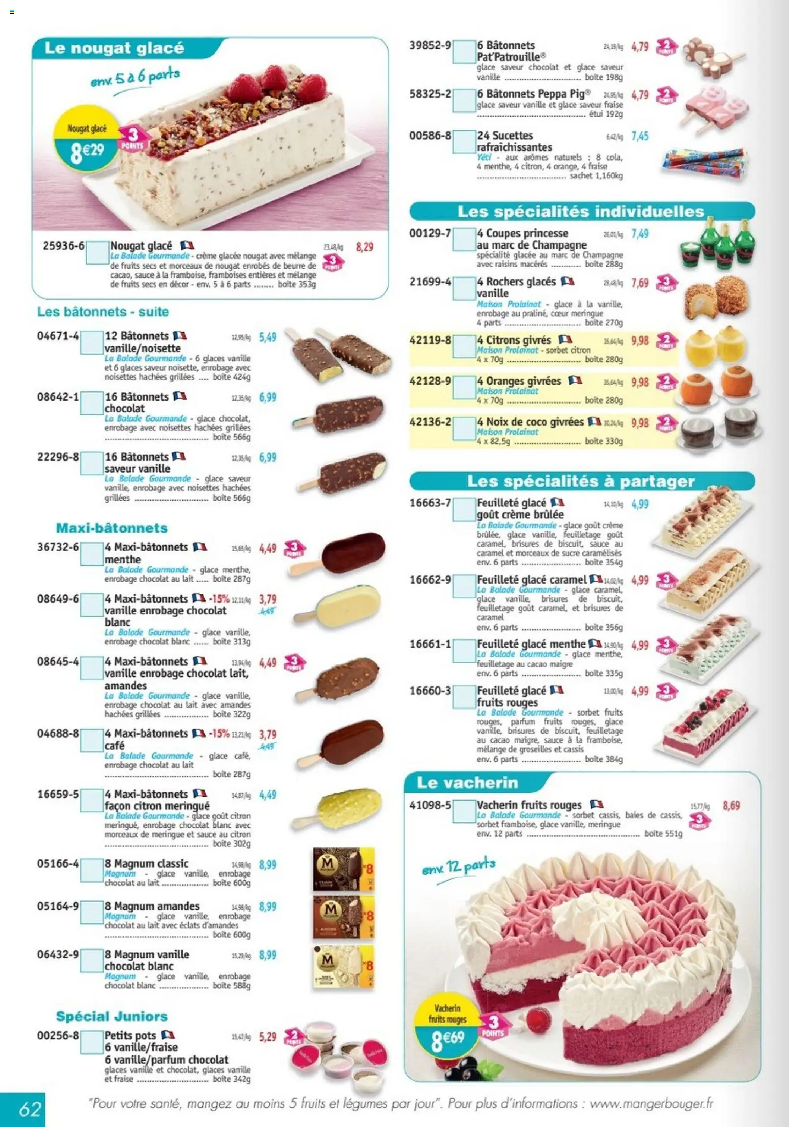{H1} | Page: 62 | Produits: Glaces, Noix de coco, Oranges, Crème
