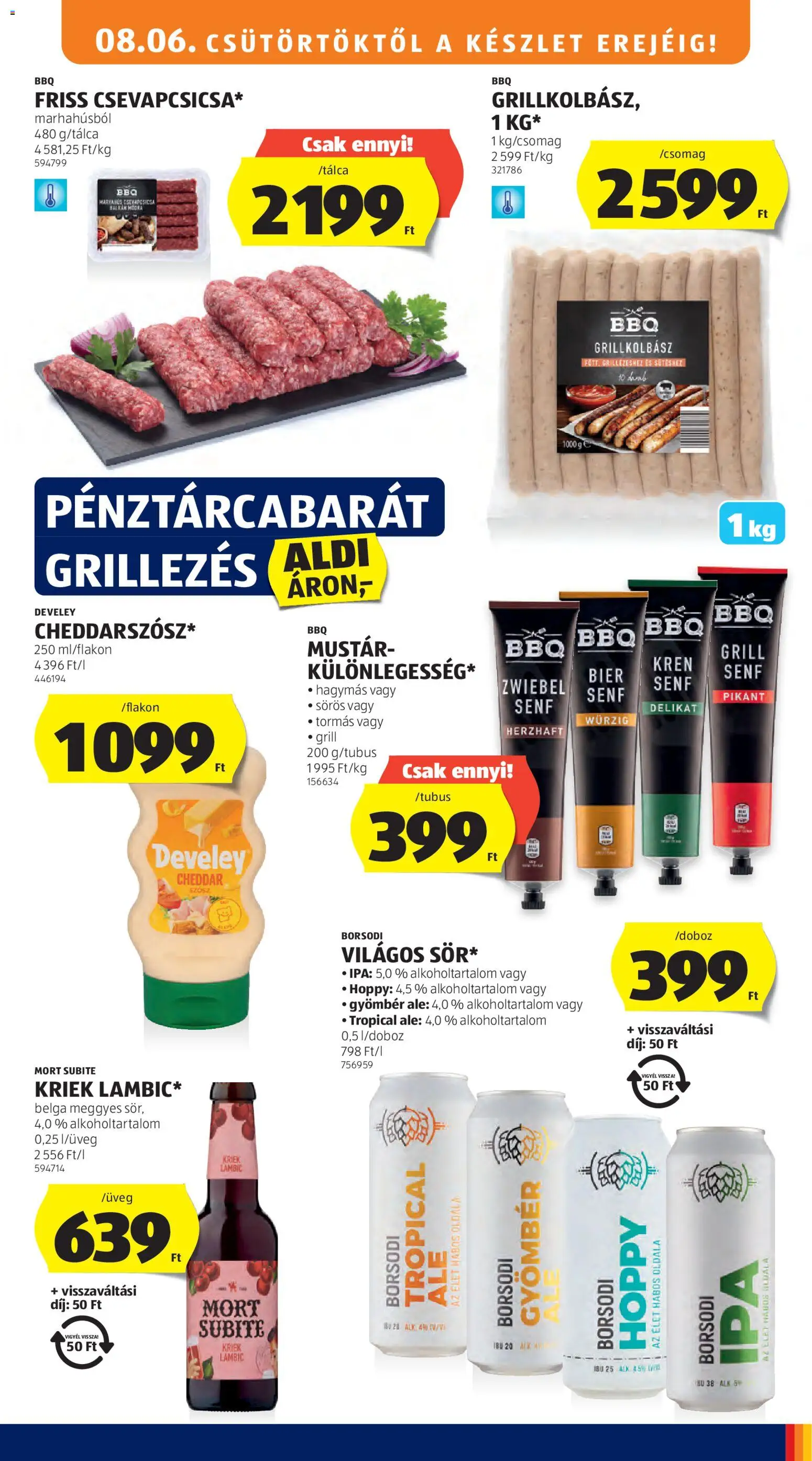 Aldi akciós ujság - amely érvényes a következő dátumtól: 2026.08.06. | Oldal: 13 | Termékek: BBQ, Grill, Gyömbér, Cheddar
