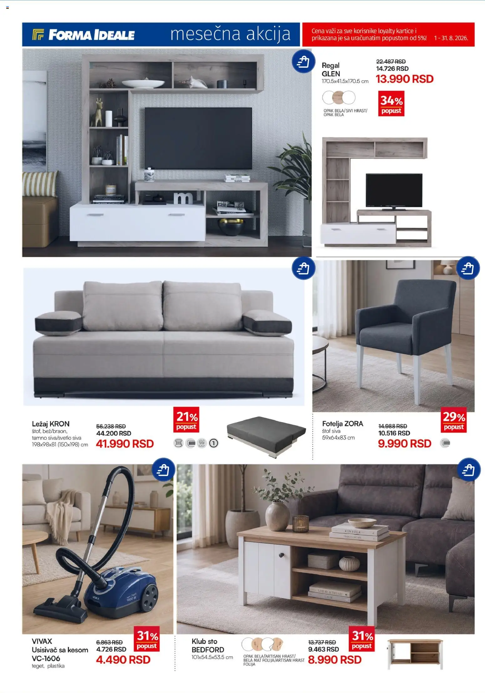 Forma Ideale katalog - važi od 01.08.2026 | Strana: 4 | Proizvode: Usisivač, Fotelja, Sto