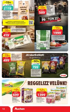Auchan akciós újság - amely érvényes a következő dátumtól: 18.06.2026 | Oldal: 18 | Termékek: Chips, Müzli, Tortilla, Protein