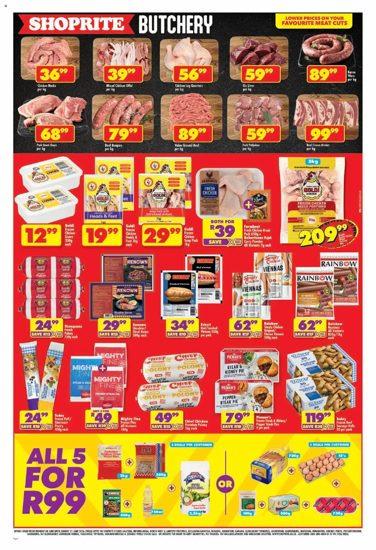 New Shoprite catalogue – valid from 08.06.2026 | Page: 2 | Products: Steak, Creamer, Bread, Beef