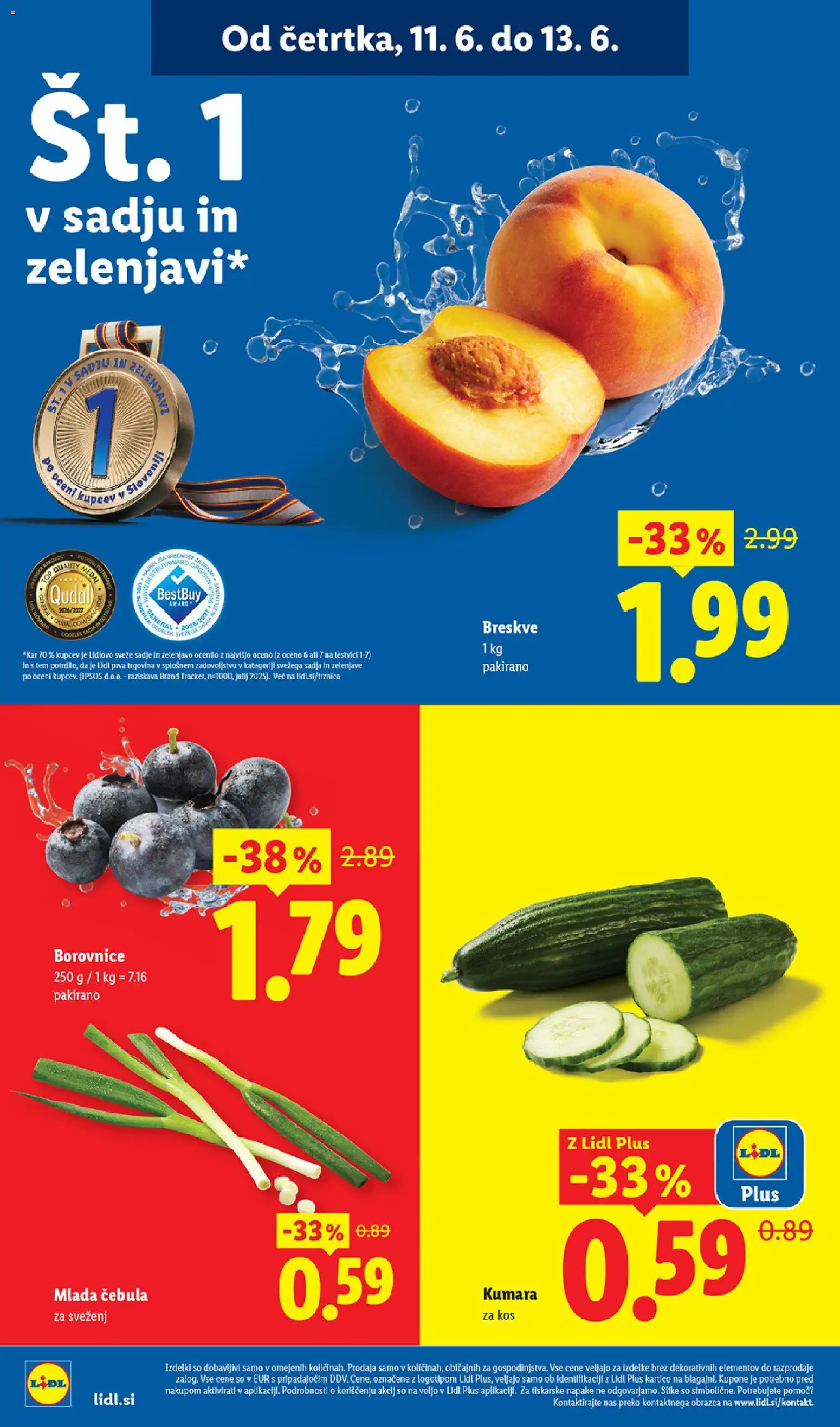 Novi Lidl katalog ponudbe – veljaven od 11.06.2026 | Stran: 4 | Izdelki: Kos, Borovnice, Cebula, Sadje