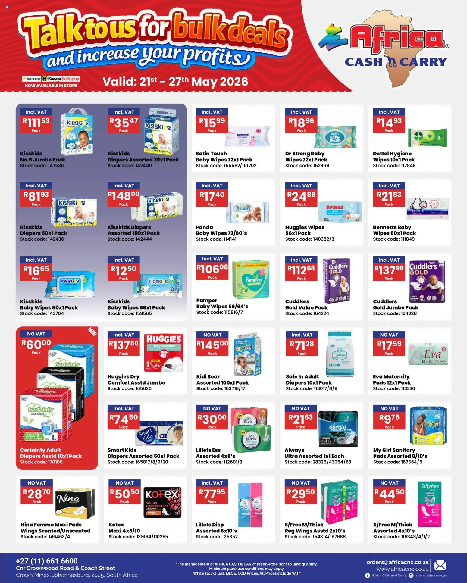 New Africa Cash & Carry catalogue – valid from 21.05.2026 | Page: 13 | Products: Pads, Stock