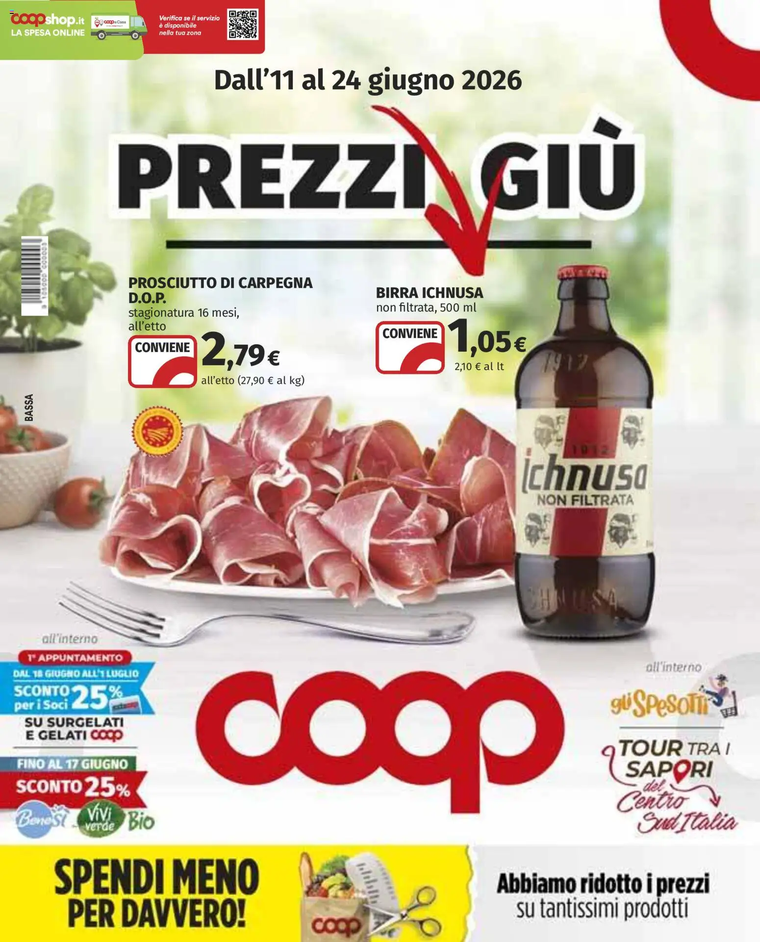 Volantino COOP del 11.06.2026 | Pagina: 1 | Prodotti: Birra, Prosciutto