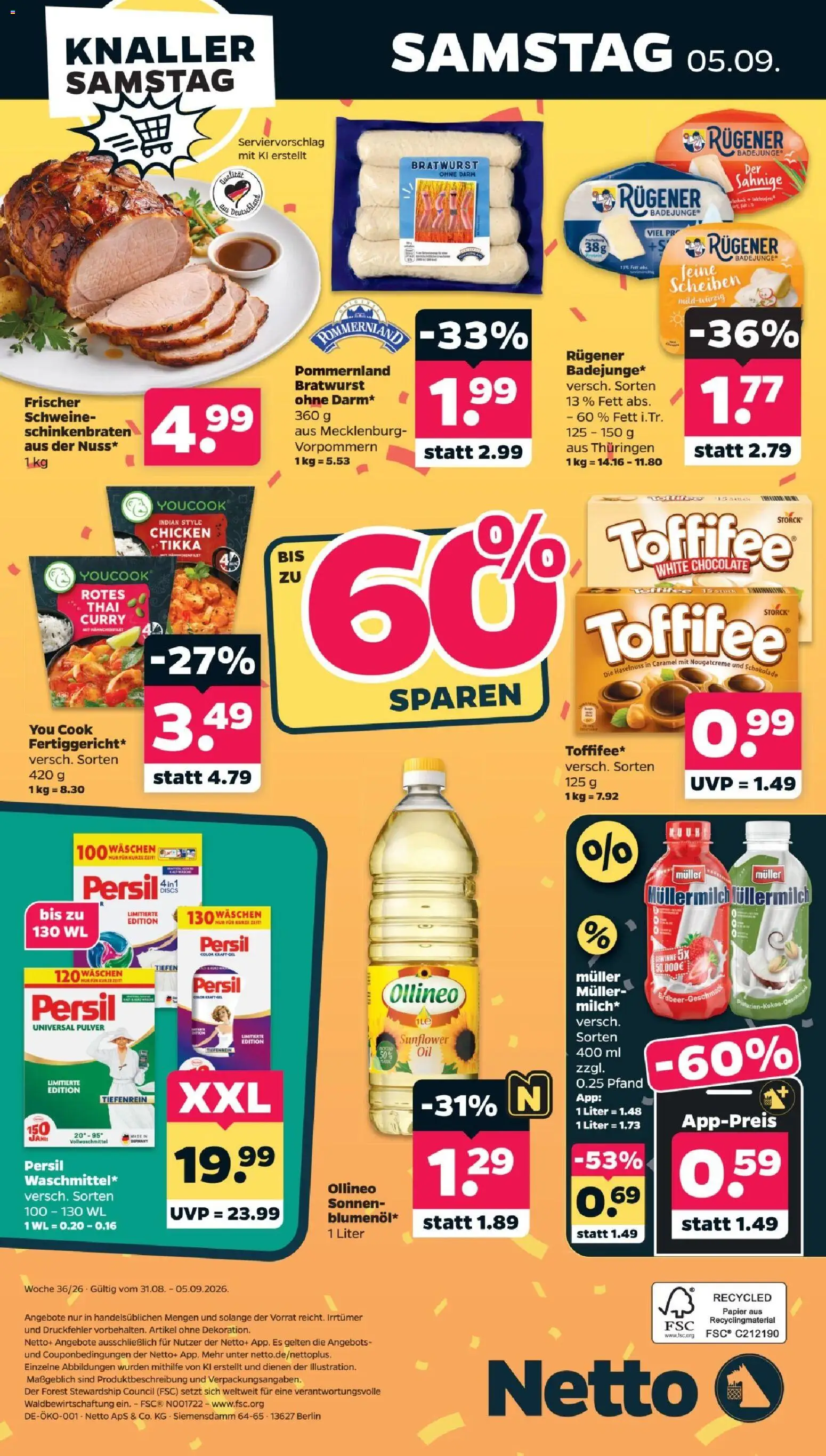 Netto Prospekt – gültig ab 31.08.2026 | Seite: 48 | Produkte: Schokolade, Bratwurst, Müllermilch, Persil
