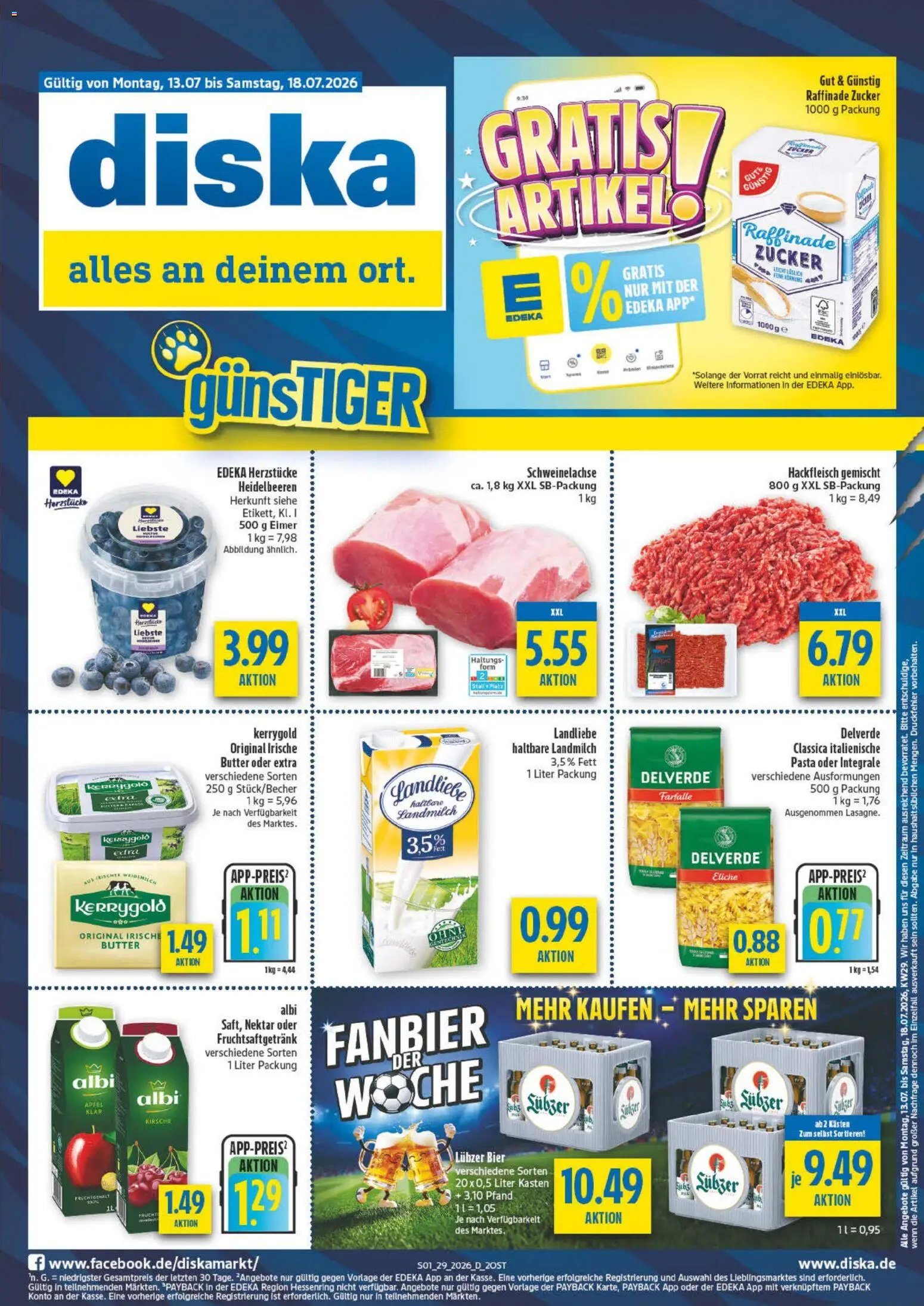 Diska Prospekt – gültig ab 13.07.2026 | Seite: 1 | Produkte: Butter, Äpfel, Lubzer, Hackfleisch