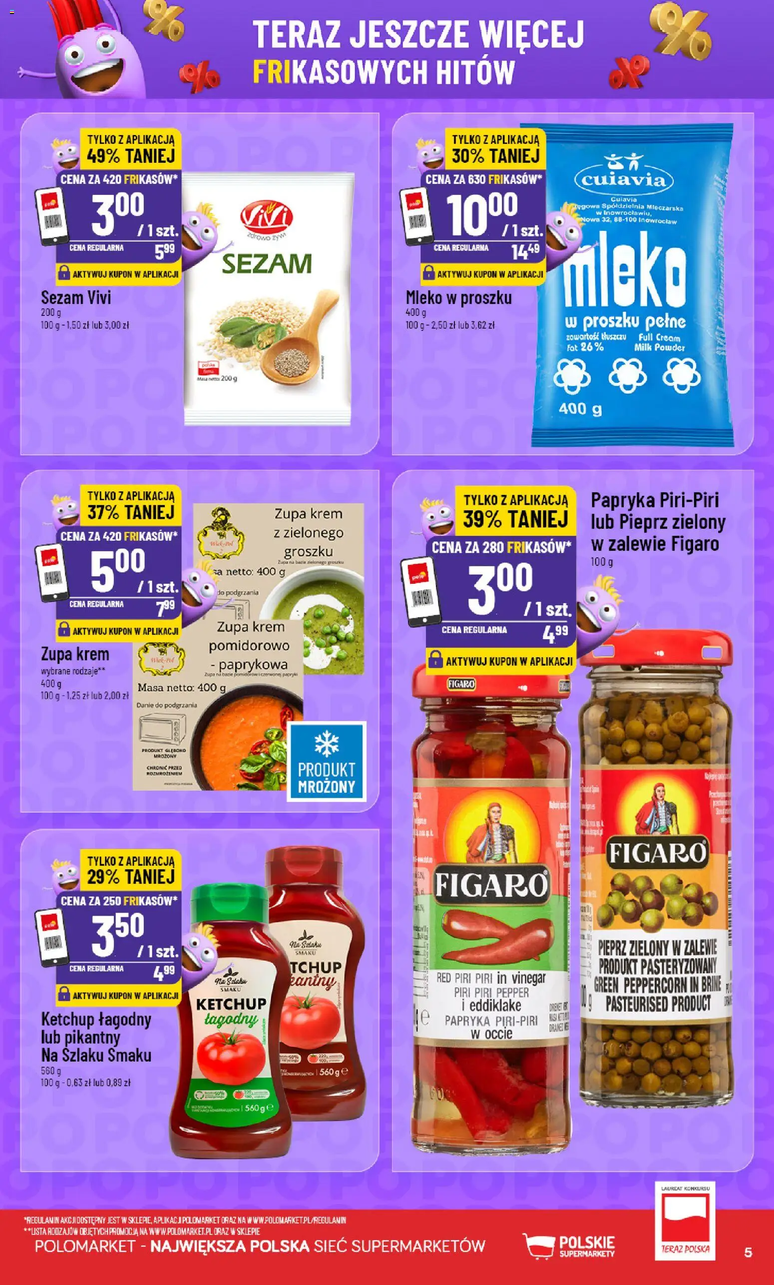 Nowa POLOmarket gazetka od jutra 19.08.2026 | Strona: 5 | Produkty: Mleko w proszku, Por, Mleko, Sezam
