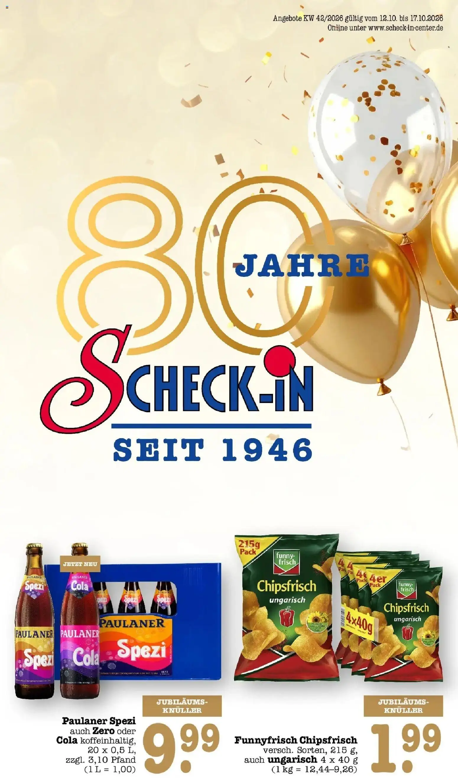 E center Prospekt Heidelberg (ab 12.10.2026) zum Blättern | Seite: 1 | Produkte: Cola, Paulaner spezi, Funny frisch, Paulaner