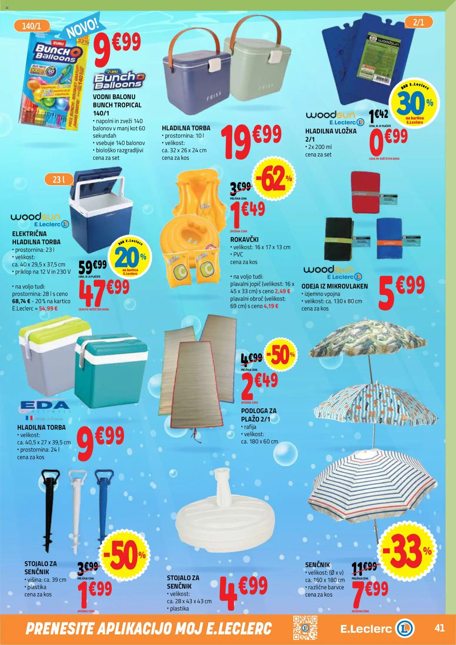 Novi E.leclerc katalog ponudbe – veljaven od 08.07.2026 | Stran: 41 | Izdelki: Senčnik, Odeja, Kos, Podloga