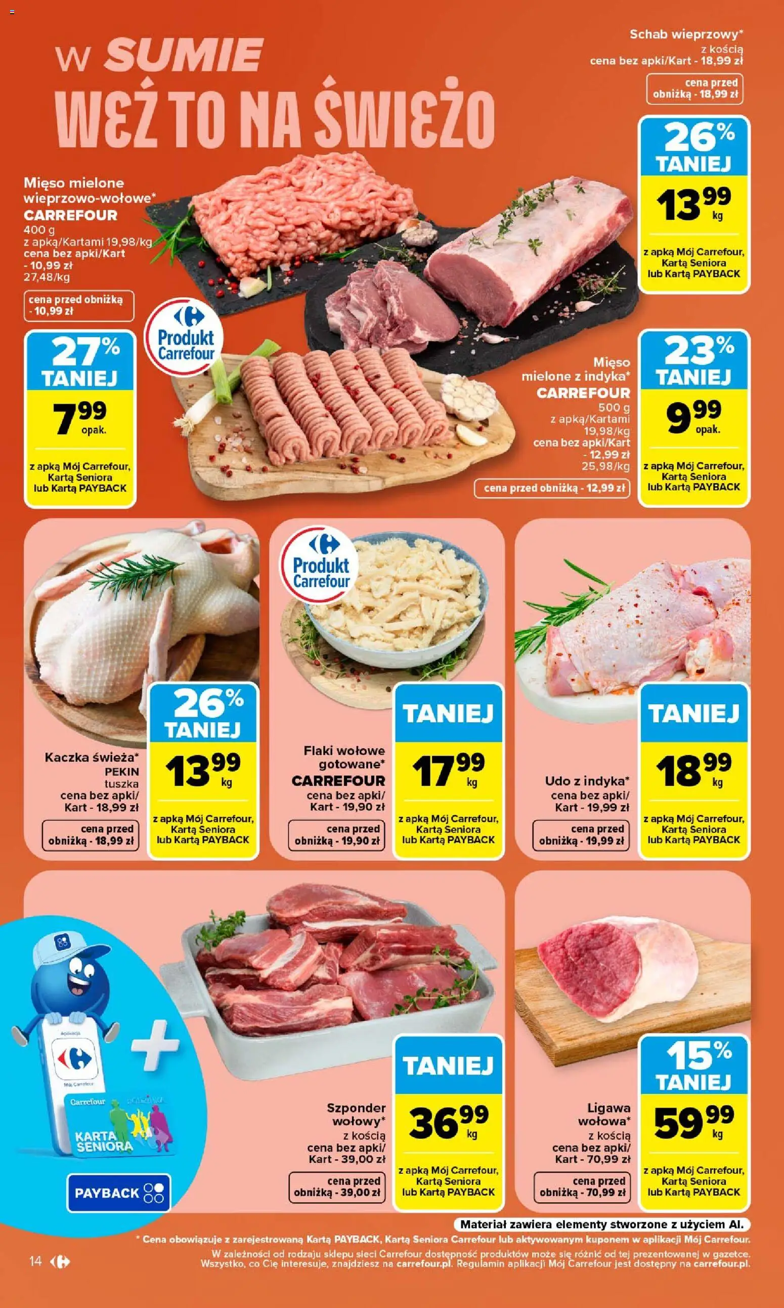 Carrefour gazetka od 14.09.2026 | Strona: 16 | Produkty: Karta, Mięso, Kaczka, Flaki