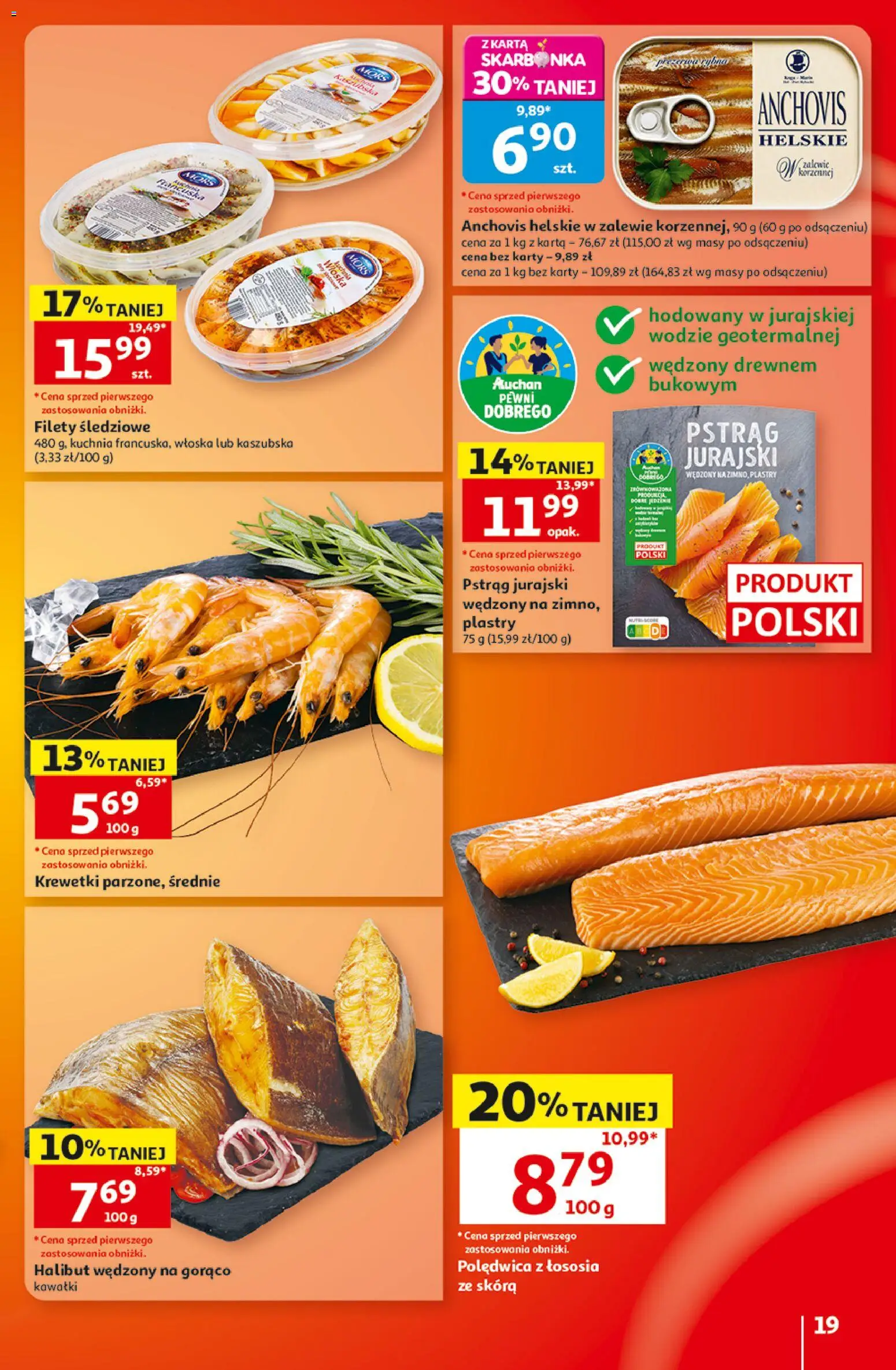 Auchan gazetka - 30 Lat Hipermarket od 10.09.2026 | Strona: 19 | Produkty: Karta, Krewetki, Pstrąg, Halibut