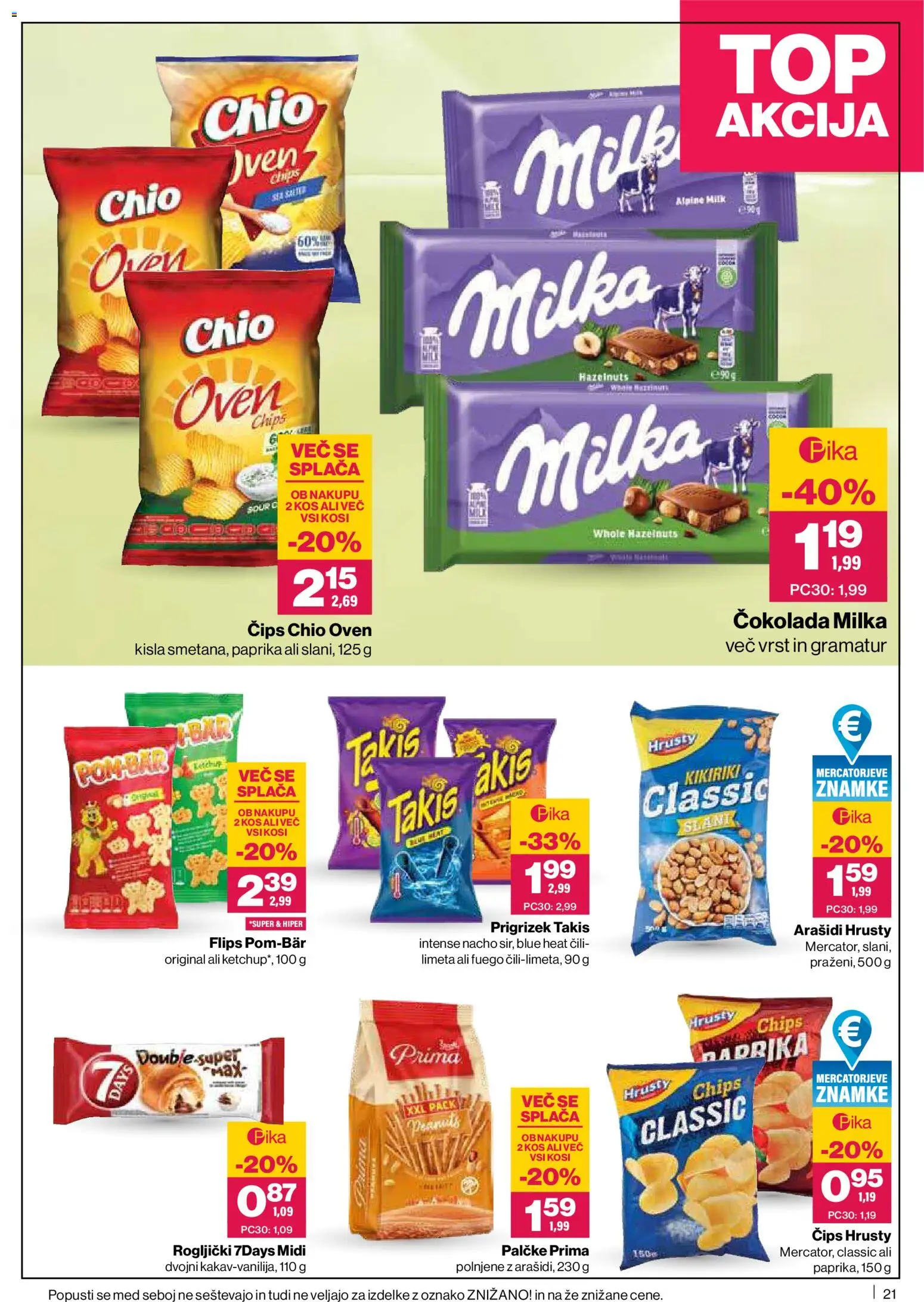 Novi Mercator katalog ponudbe – veljaven od 26.06.2026 | Stran: 21 | Izdelki: Limeta, Rogljički, Kos, Cips