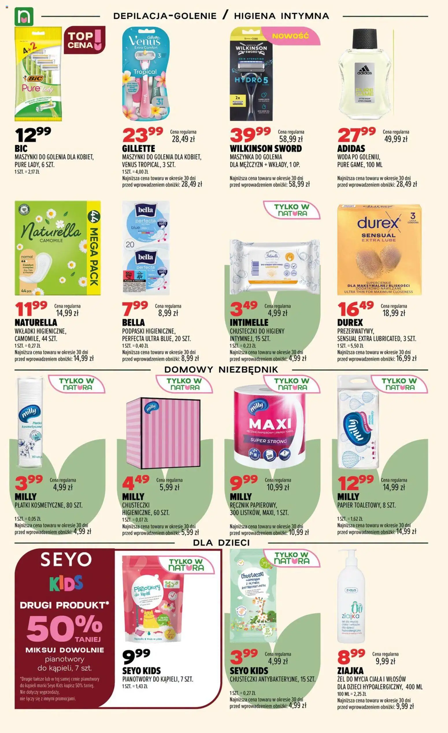 Drogerie Natura gazetka od 06.08.2026 | Strona: 18 | Produkty: Chusteczki, Durex, Higiena intymna, Ręcznik papierowy