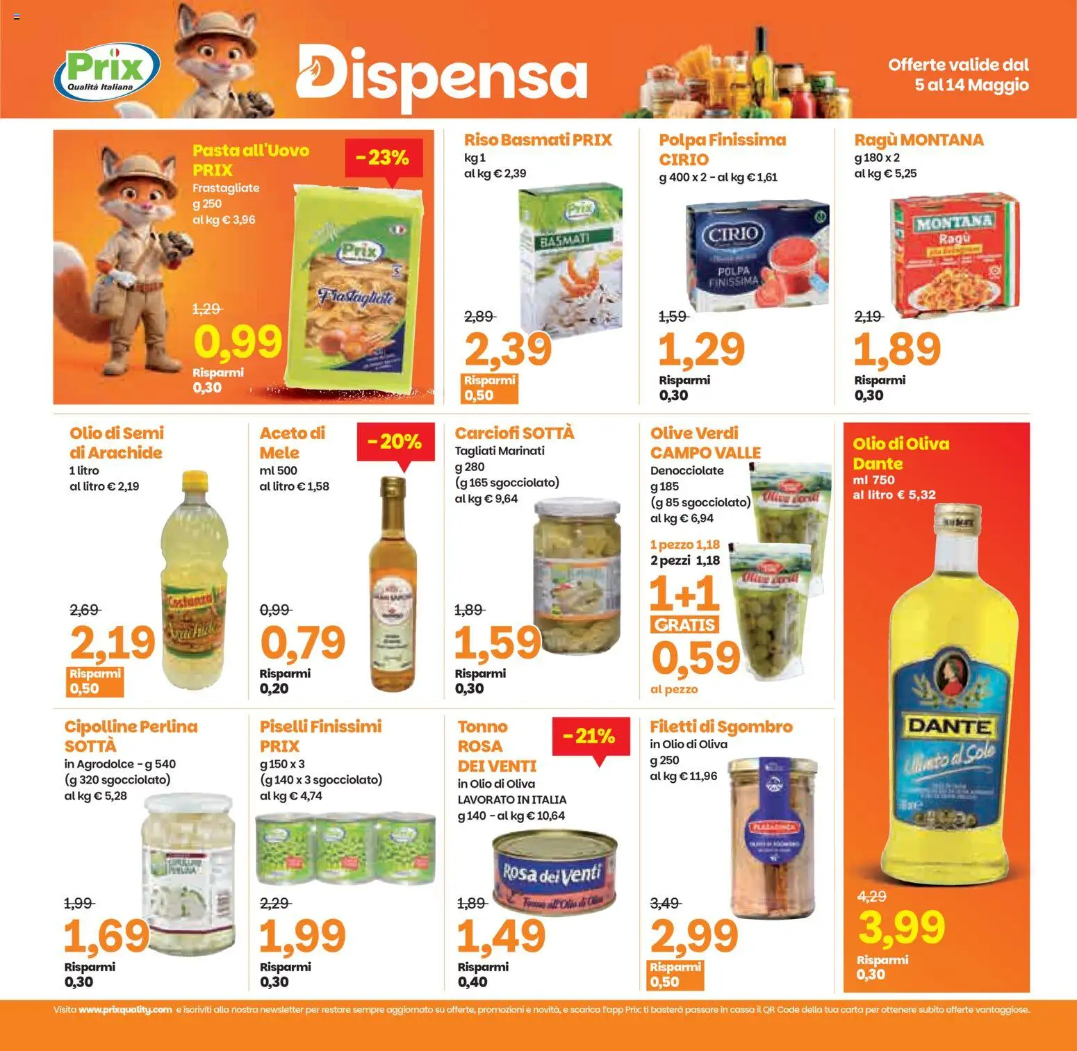 Volantino Prix del 05.05.2026 | Pagina: 15 | Prodotti: Pasta, Piselli, Tonno, Aceto