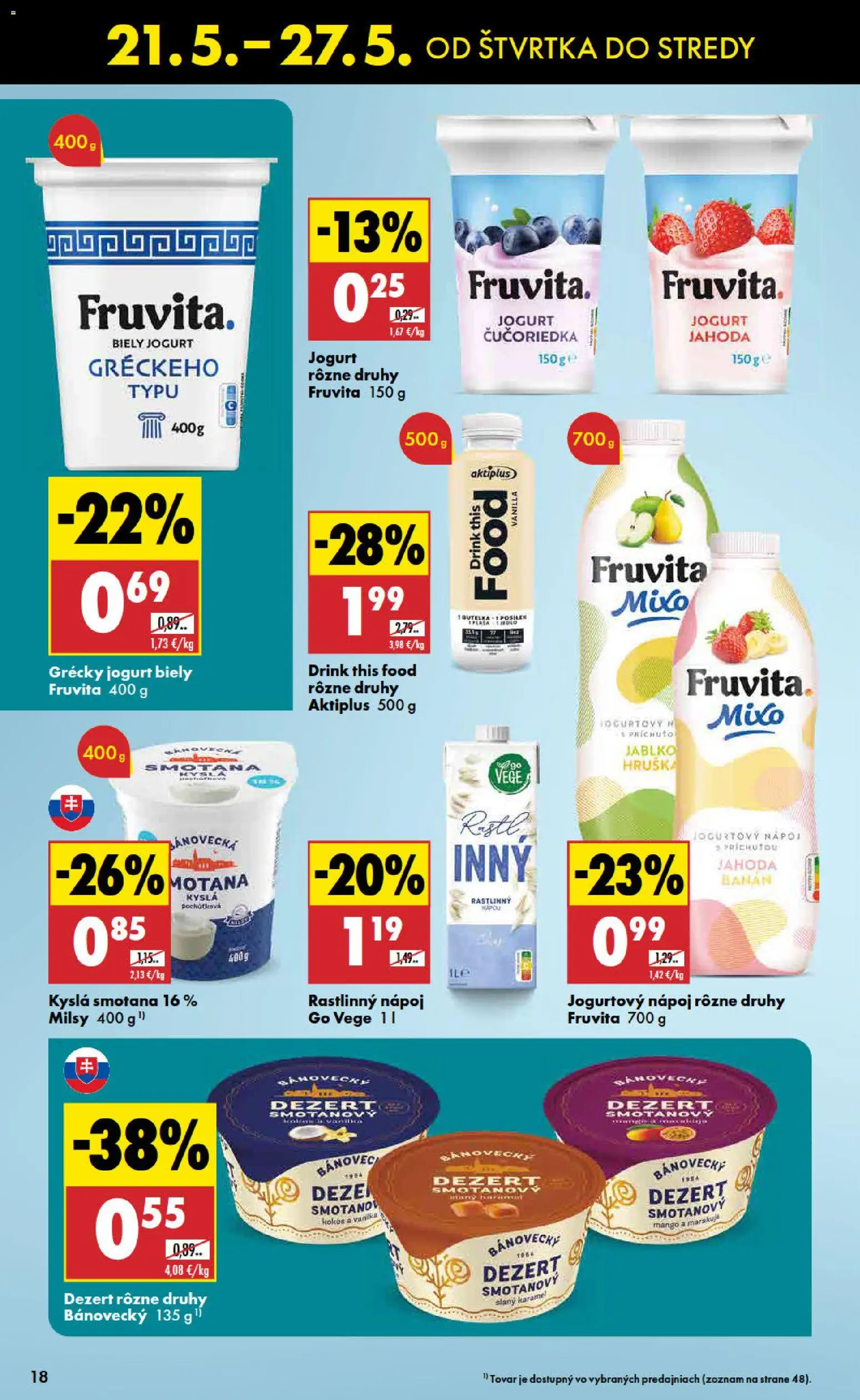 Nové Biedronka akcie – leták je platný od 21.05.2026 | Strana: 18 | Produkty: Jogurt, Grécky jogurt, Biely jogurt, Mango