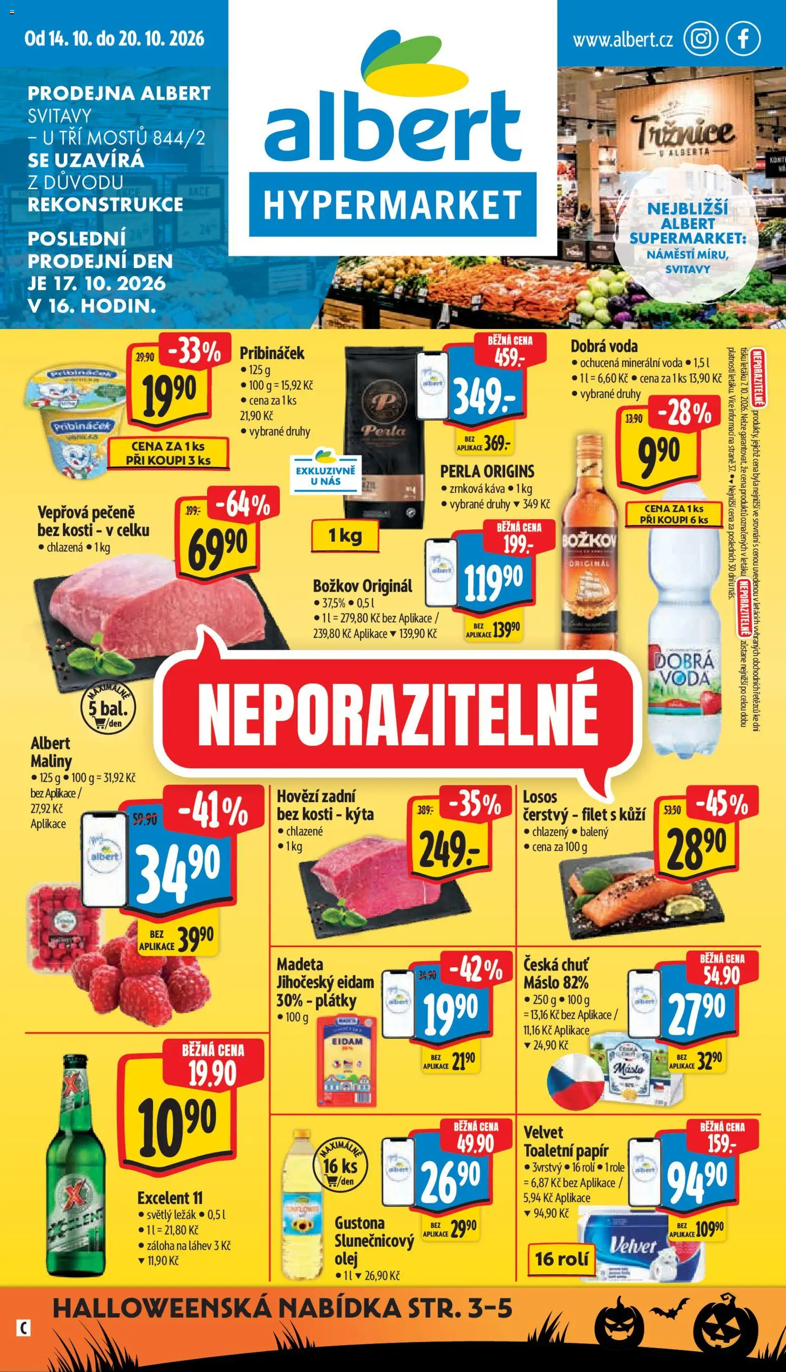 Albert leták - Hypermarket - Svitavy od 14.10.2026 | Strana: 1 | Produkty: Vepřová pečeně, Káva, Božkov, Kýta