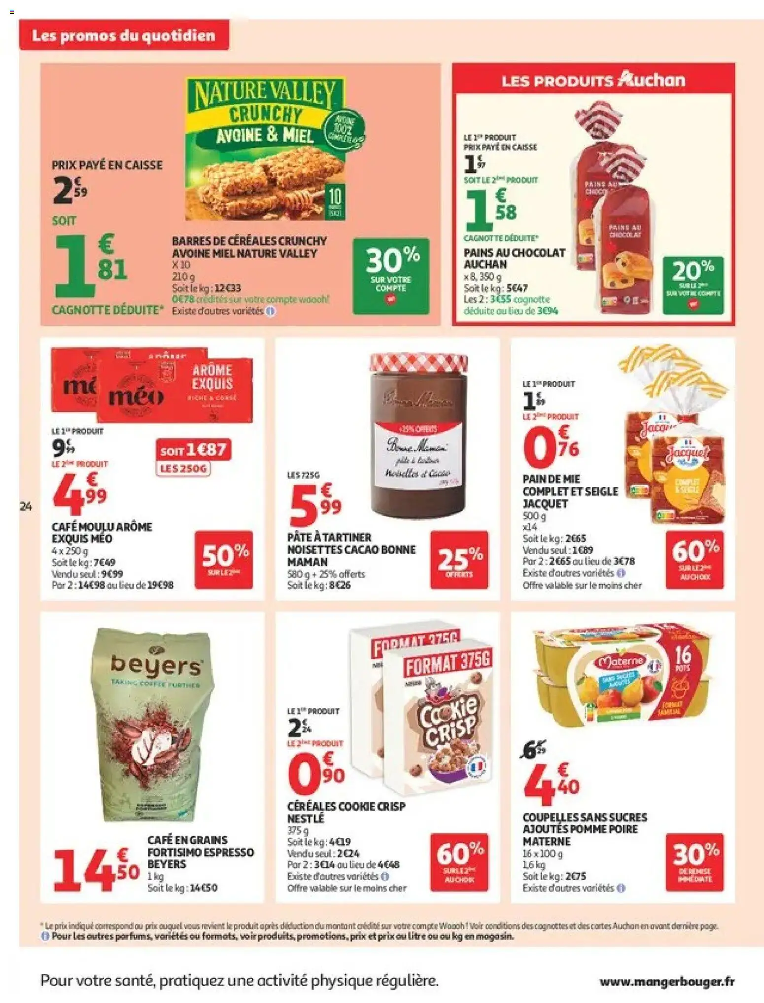 {H1} | Page: 24 | Produits: Poire, Pain au chocolat, Pâte à tartiner, Miel