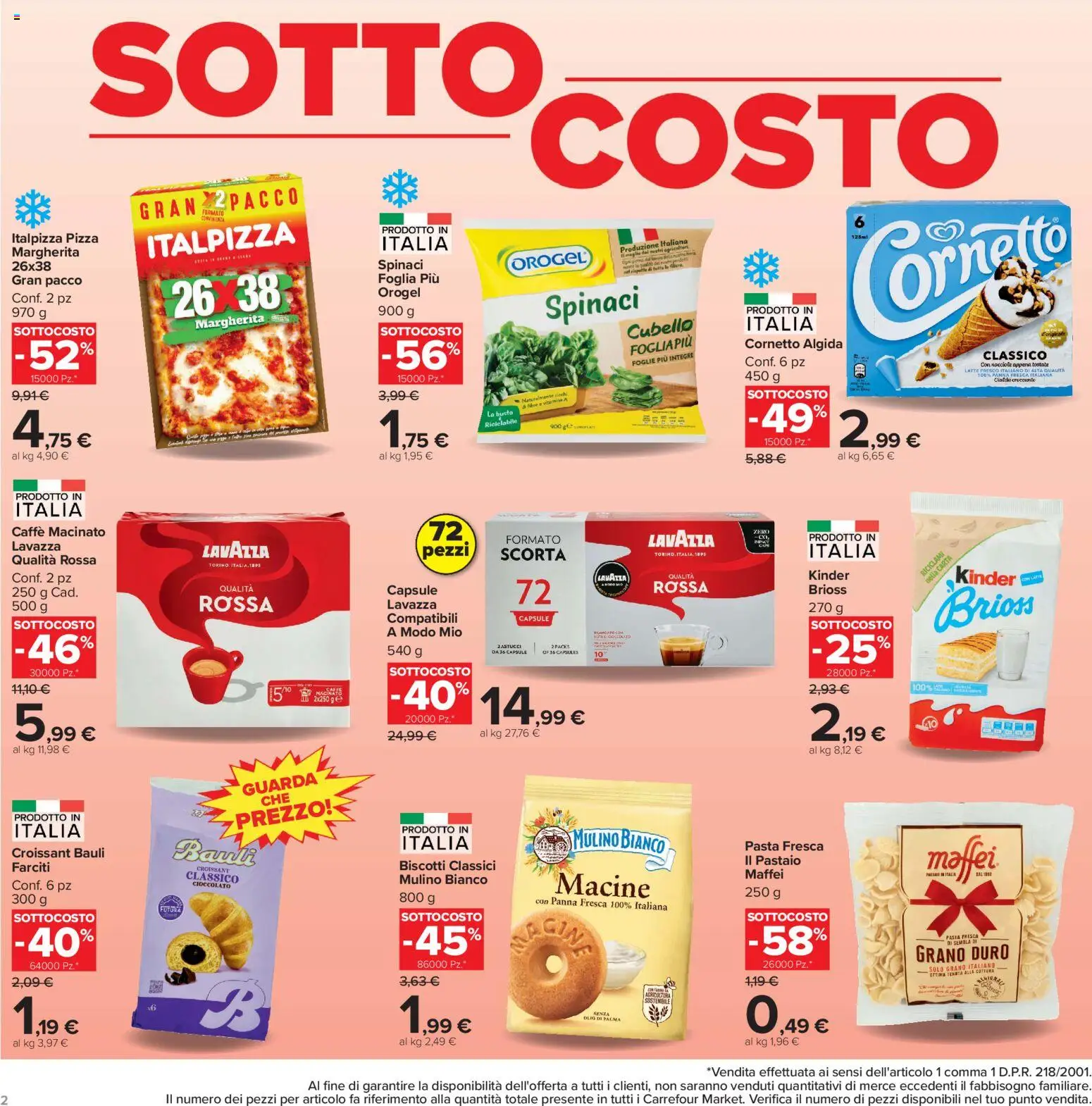 Volantino Carrefour del 04/09/2026 | Pagina: 2 | Prodotti: Caffè, Panna, Pasta, Croissant