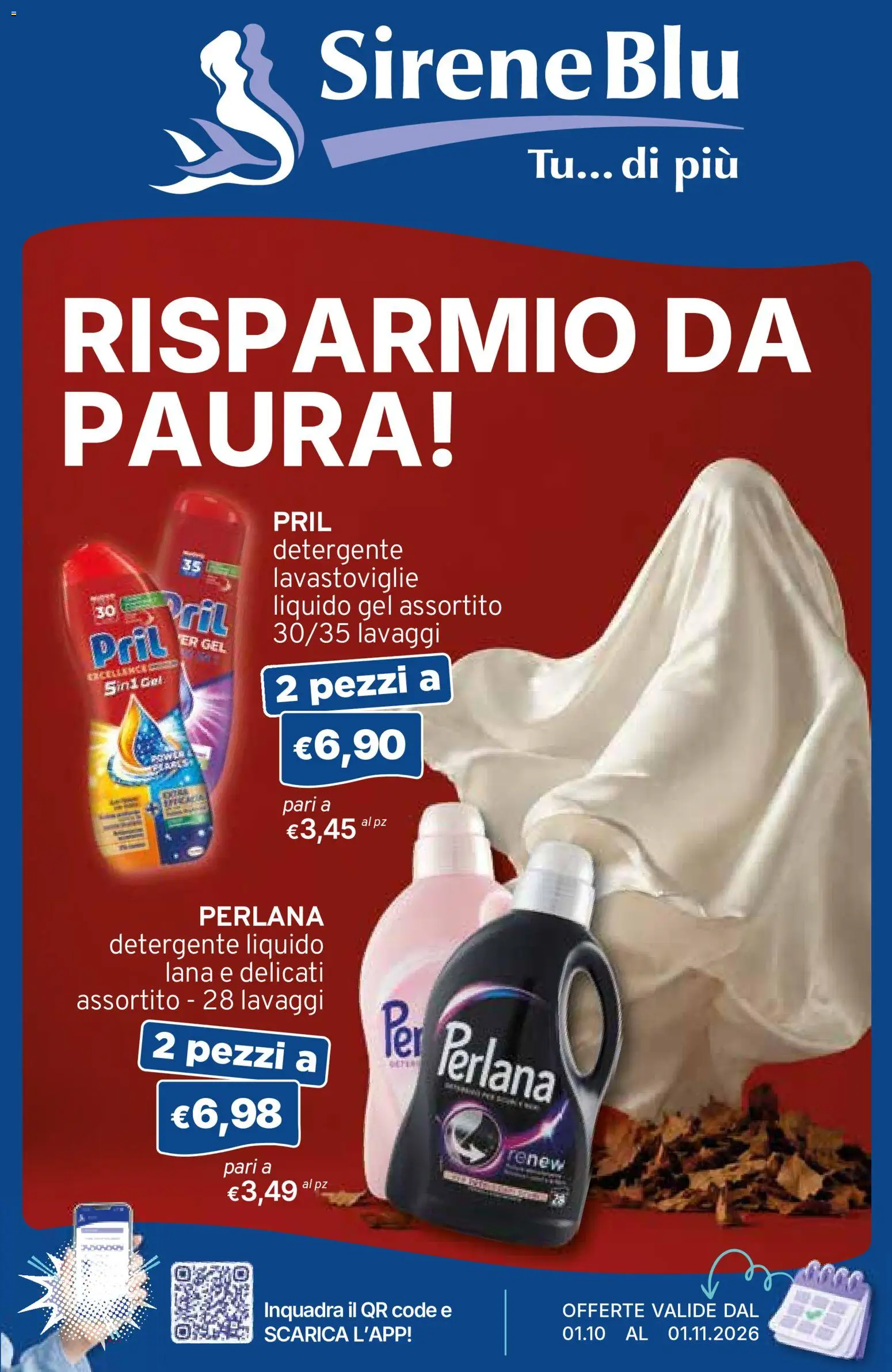 Volantino Sirene Blu del 01/10/2026 | Pagina: 1 | Prodotti: Detergente, Lavastoviglie