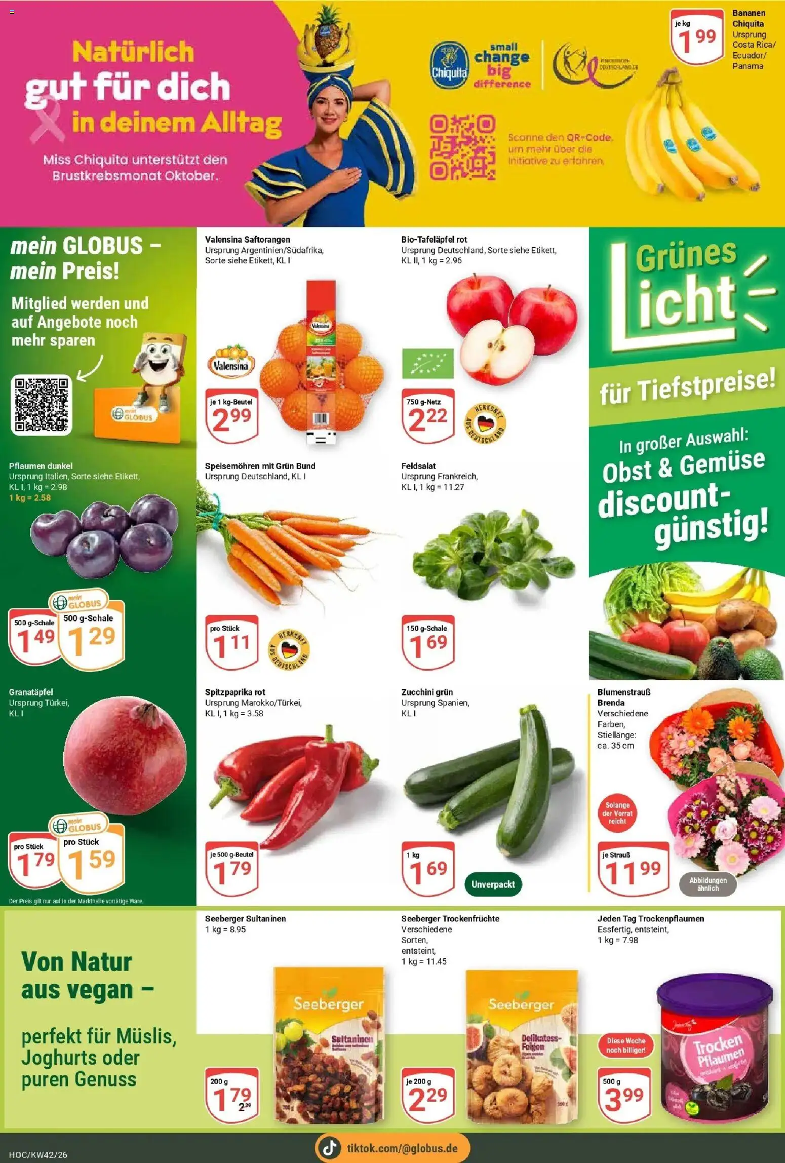 Globus Prospekt Hockenheim (ab 12.10.2026) » Angebote online | Seite: 7 | Produkte: Granatapfel, Bananen, Gemüse, Trockenfrüchte