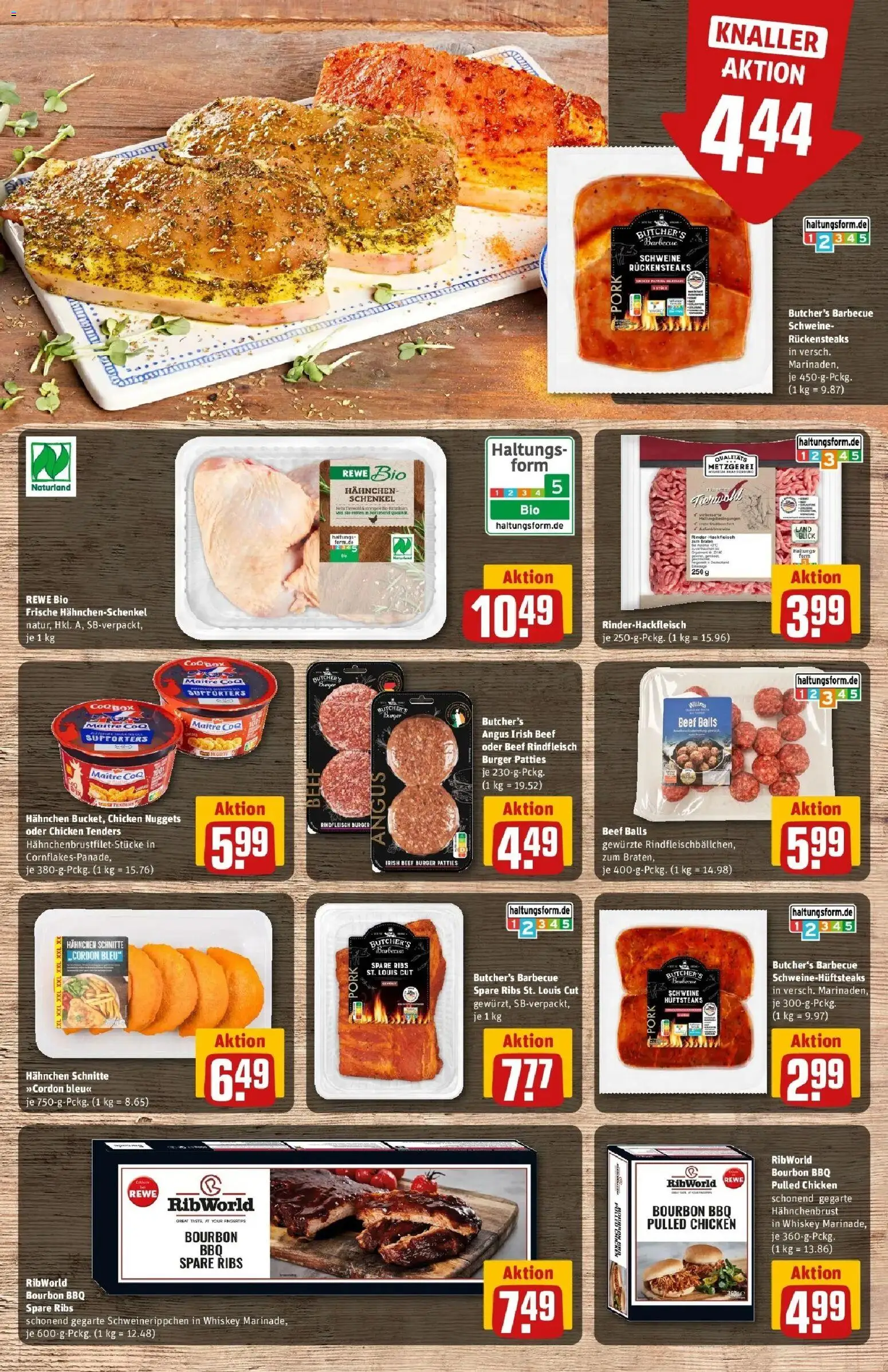 Rewe Prospekt Gießen – gültig ab 06.07.2026 | Seite: 9 | Produkte: Hahnchenschenkel, Spare ribs, Burger, Bourbon