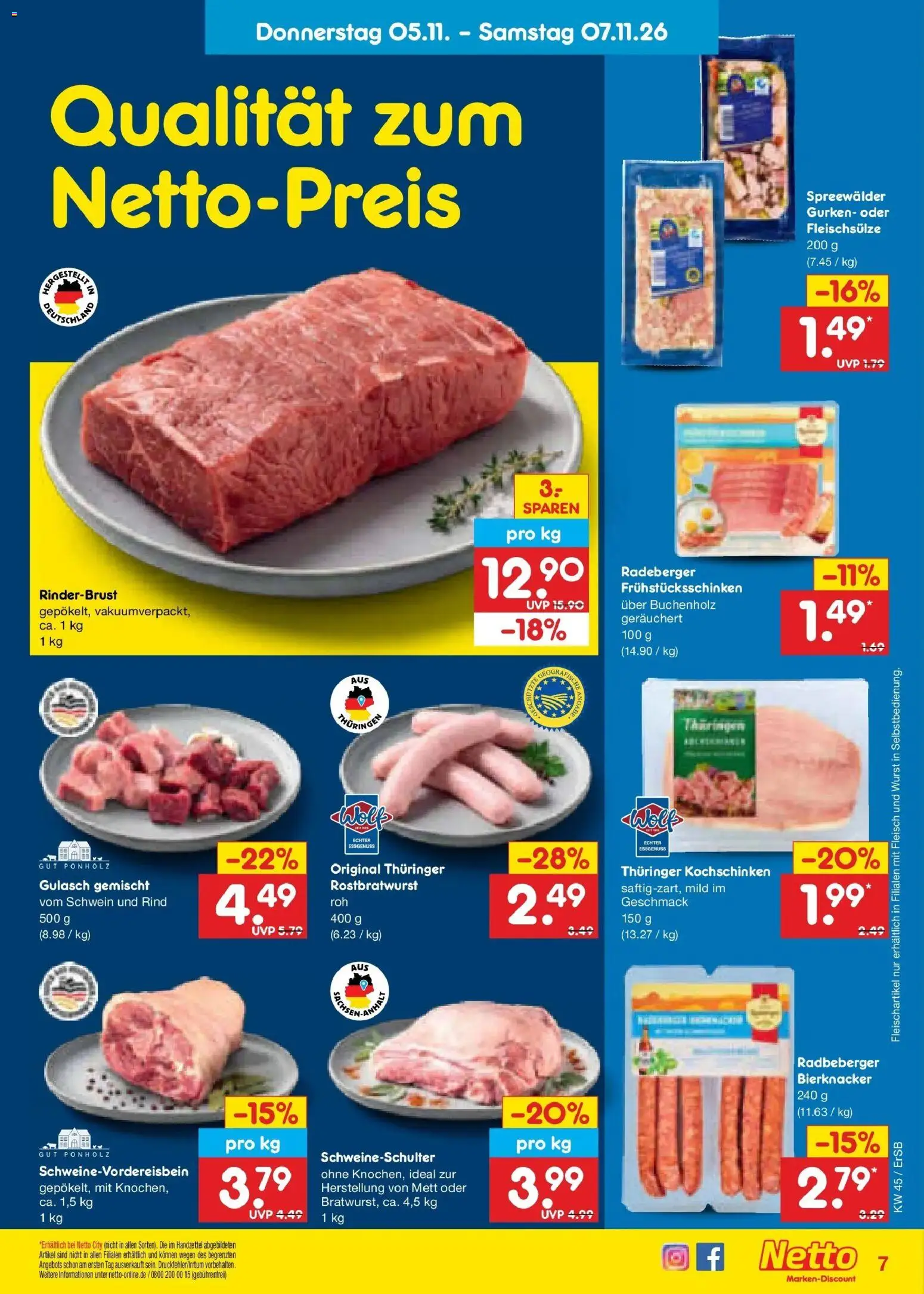 Netto Marken-Discount Prospekt Naumburg – gültig ab 02.11.2026 | Seite: 56 | Produkte: Gulasch, Wurst, Fleisch, Gurken