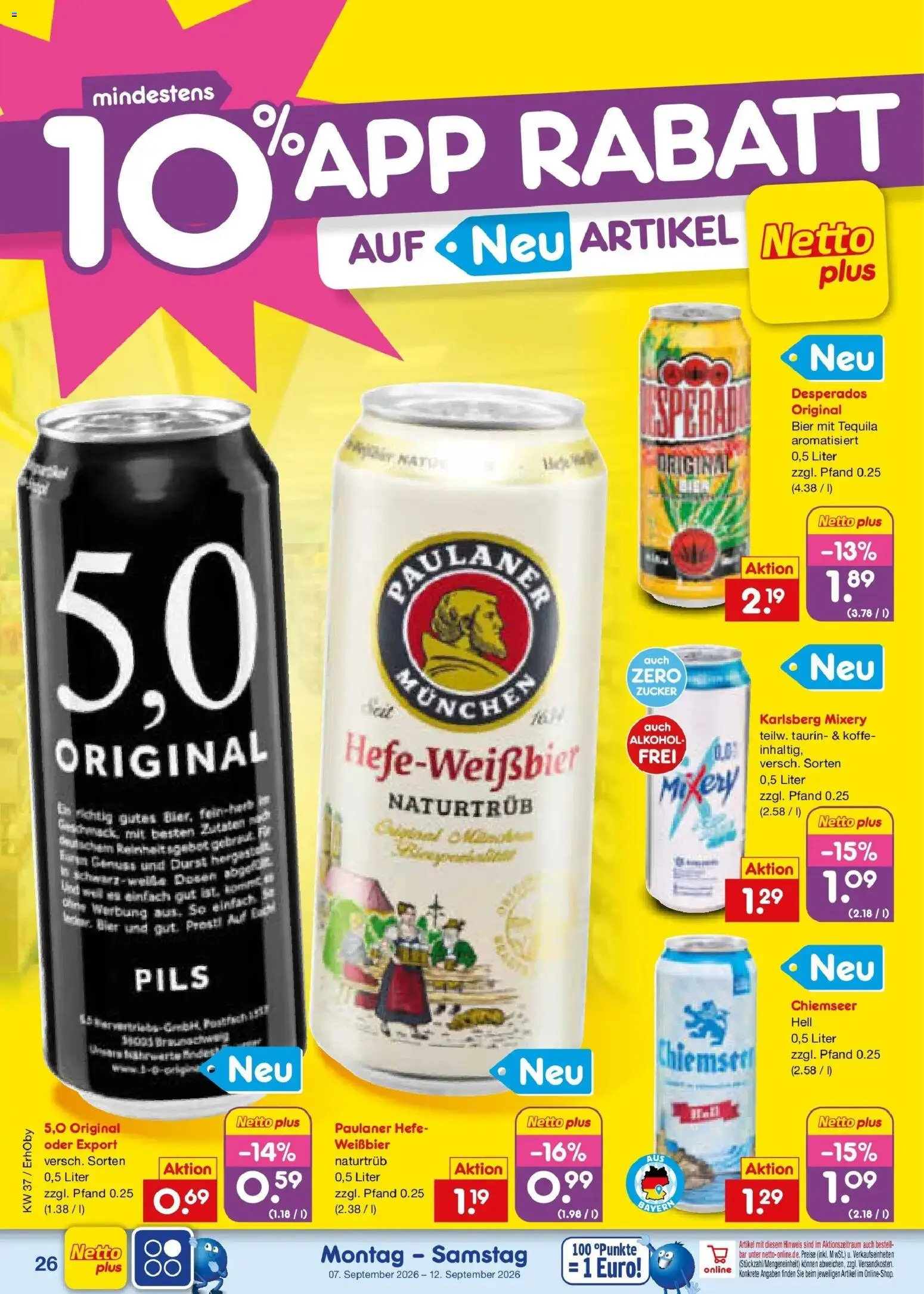 Netto Marken-Discount Prospekt Ergolding – gültig ab 07.09.2026 | Seite: 38 | Produkte: Weißbier, Pils, Zucker, Mixery