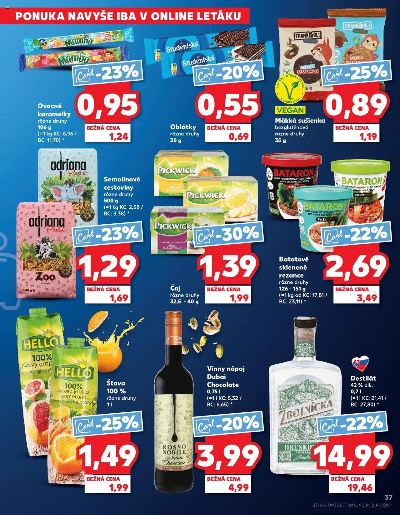 Nové Kaufland akcie – leták je platný od 28.08.2025 | Strana: 37 | Produkty: Čaj, Rezance, Destilát, Šťava