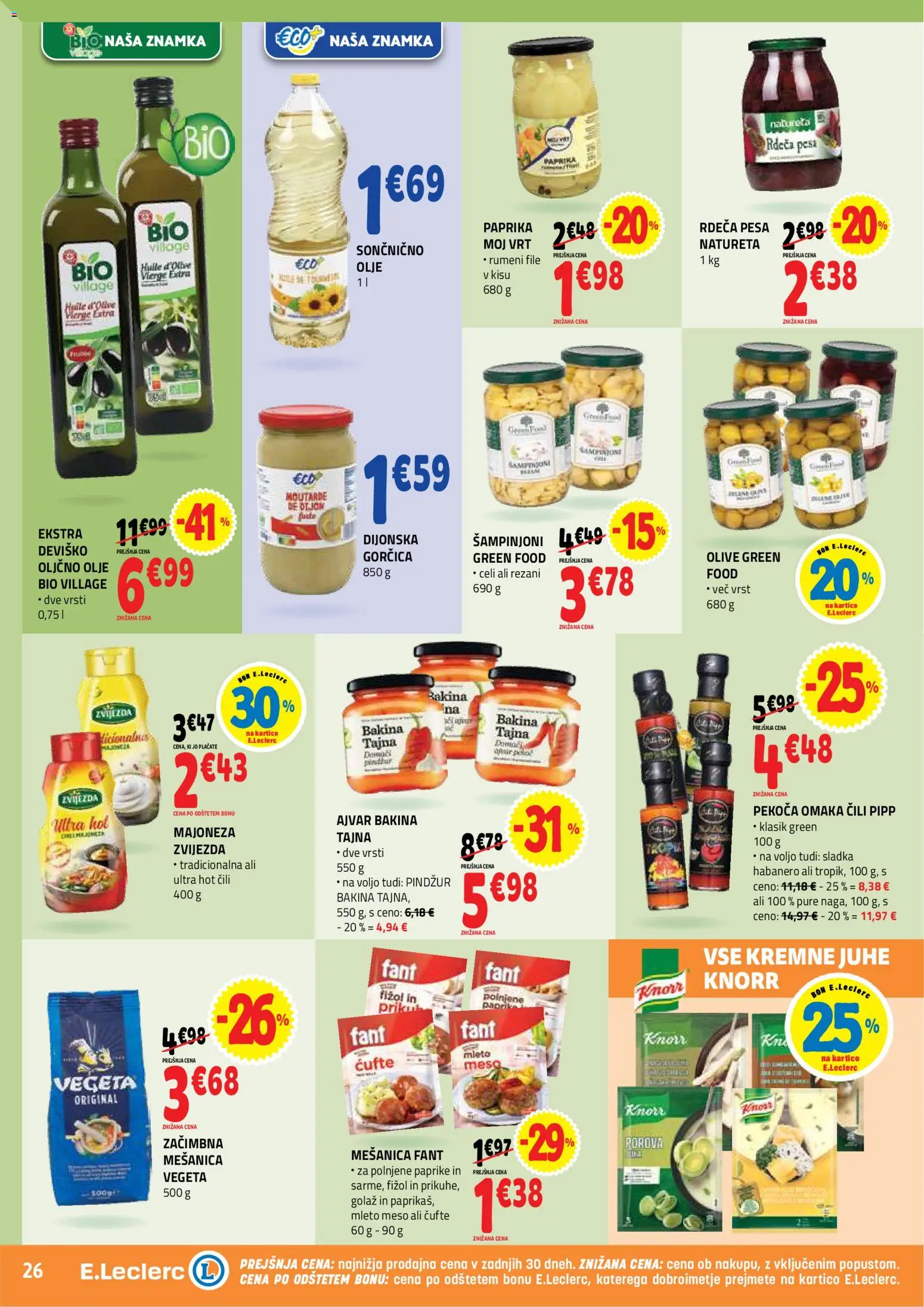 Novi E.leclerc katalog ponudbe – veljaven od 12.08.2026 | Stran: 26 | Izdelki: Mleto meso, Olje, Juhe, Pesa