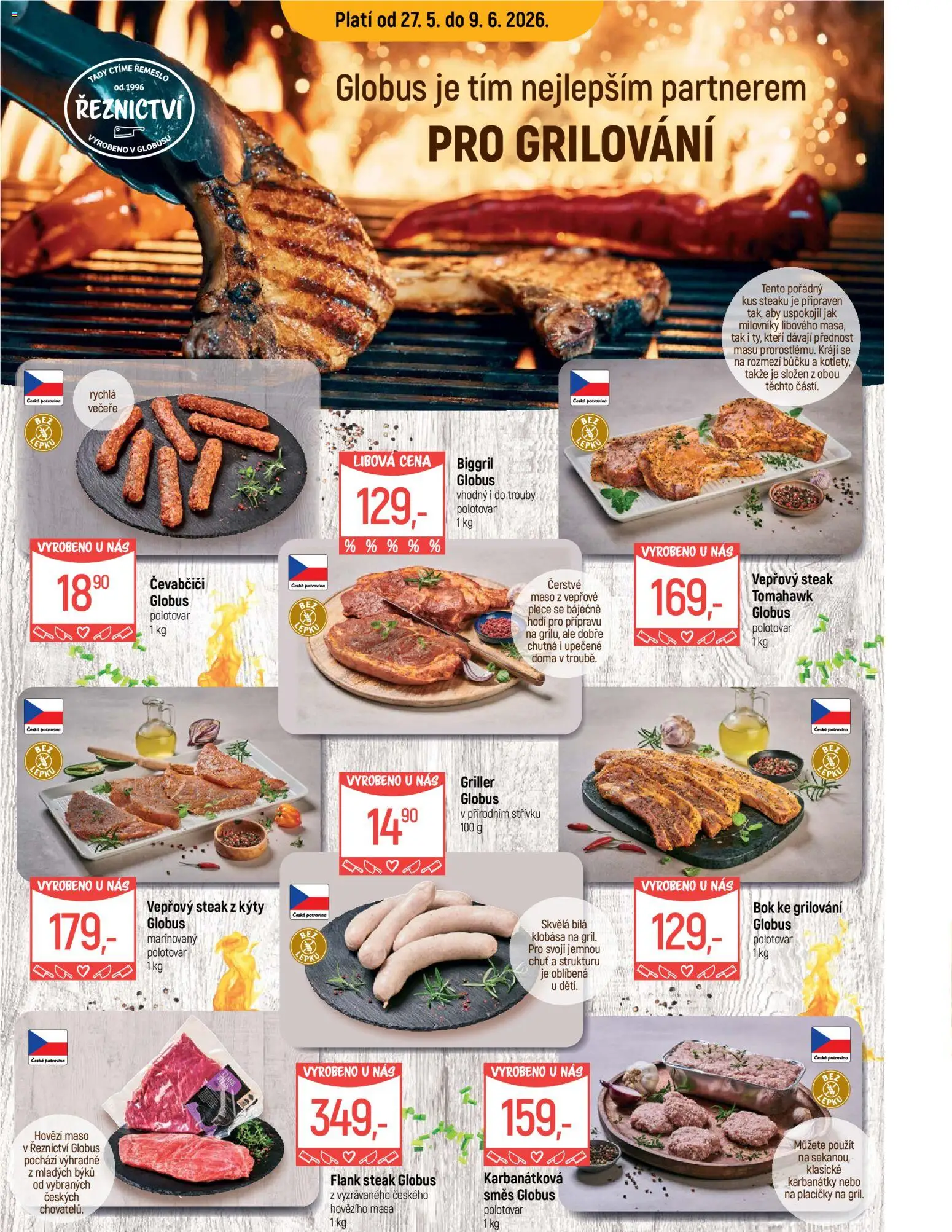 Globus leták od 27.05.2026 | Strana: 16 | Produkty: Hovězí maso, Steak, Klobása, Maso