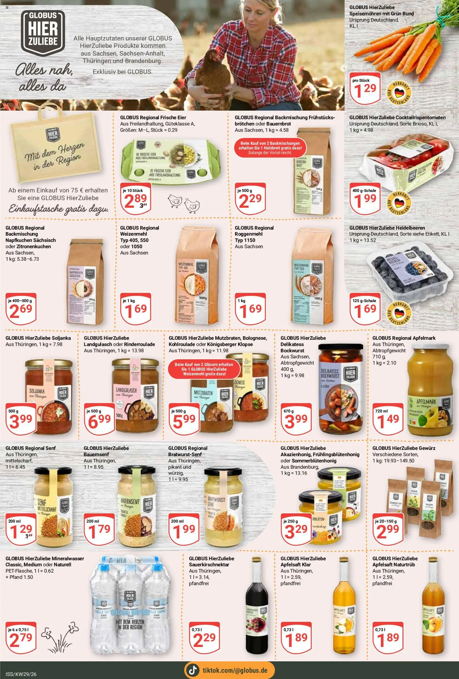 Globus Prospekt – gültig ab 13.07.2026 | Seite: 15 | Produkte: Bockwurst, Eier, Mineralwasser, Heidelbeeren