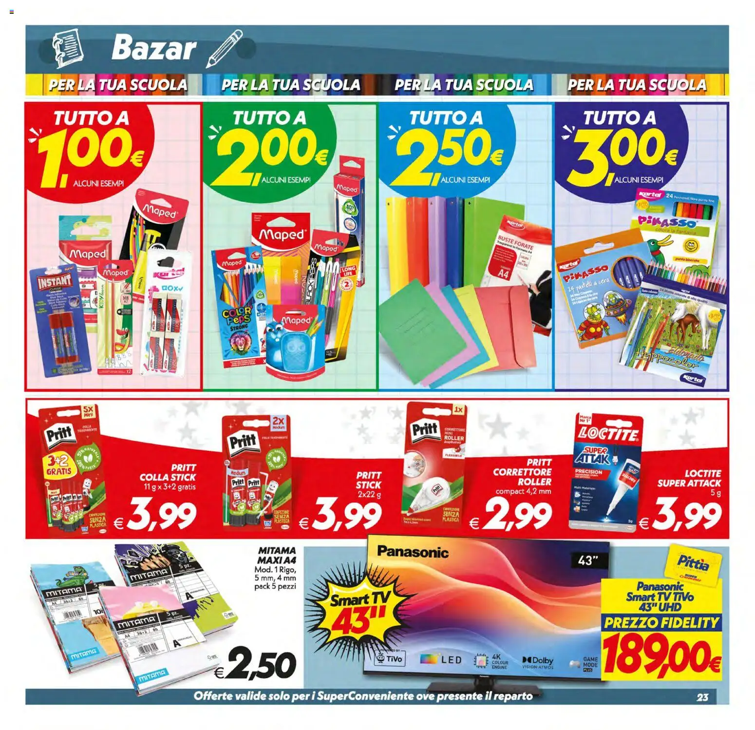 Volantino SuperConveniente del 01/09/2026 | Pagina: 23 | Prodotti: smart TV, TV, Colla, Correttore