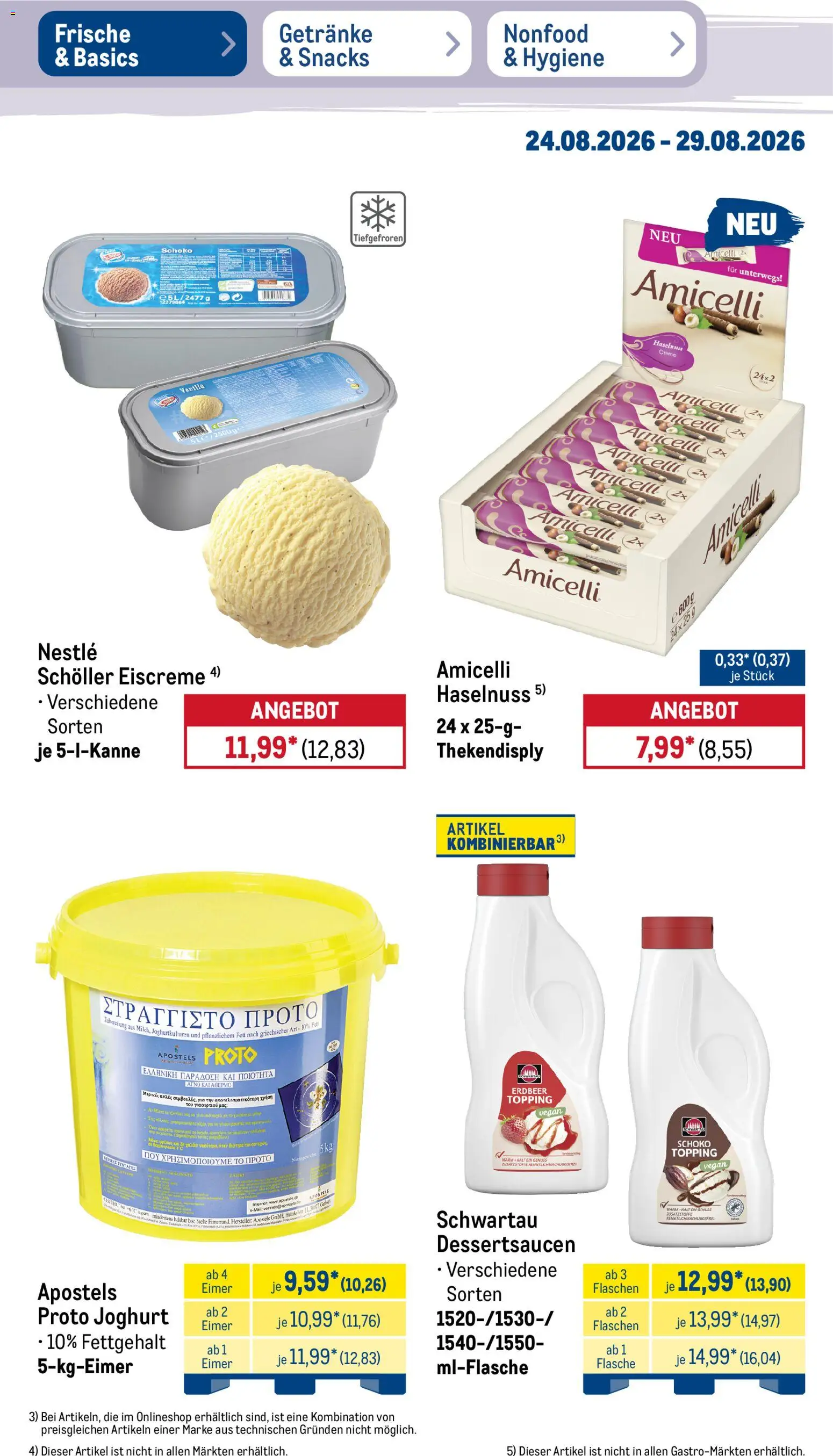 Metro Prospekt – gültig ab 24.08.2026 | Seite: 21 | Produkte: Joghurt, Eiscreme, Creme, TV
