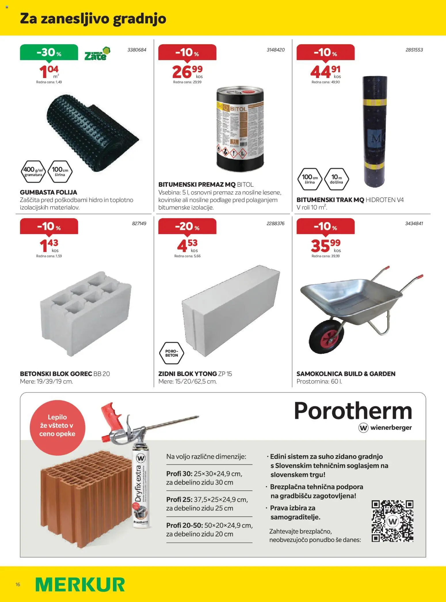 Novi Merkur katalog ponudbe – veljaven od 01.04.2026 | Stran: 16 | Izdelki: Folija, Blok, Lepilo, Samokolnica