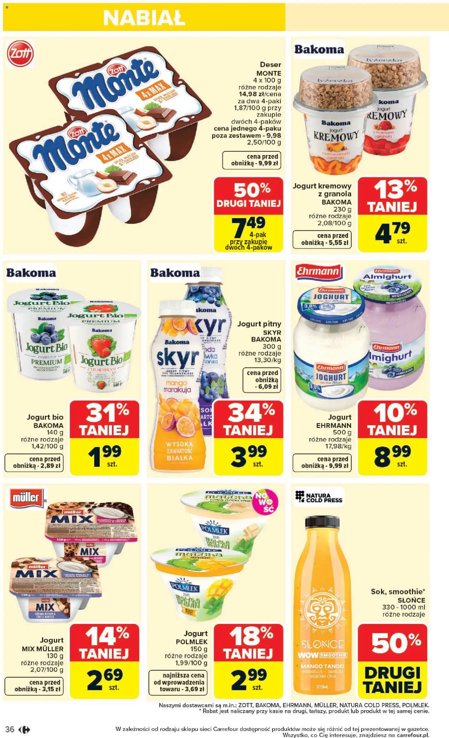 Carrefour gazetka - Zmieniliśmy Się Dla Ciebie od 25.05.2026 | Strona: 36 | Produkty: Smoothie, Nasiona, Jogurt, Jogurt kremowy