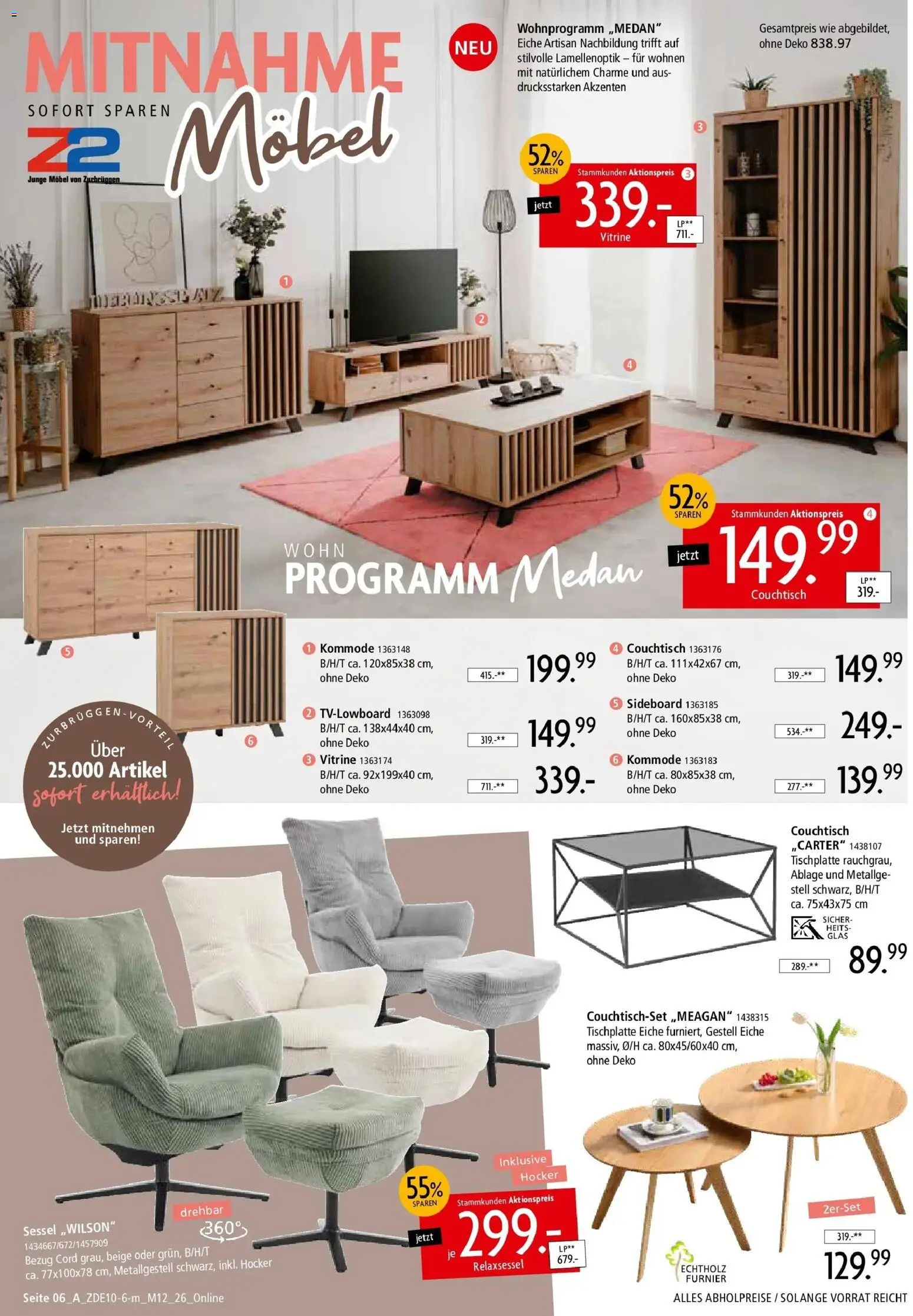 Zurbrüggen Mitnahme Möbel (ab 10.10.2026) zum Blättern | Seite: 2 | Produkte: Relaxsessel, Kommode, Sessel, Couchtisch