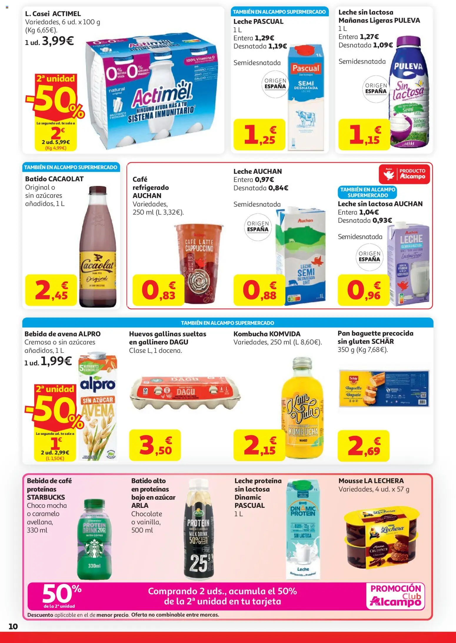 Alcampo HP Unico │ válido desde el 07.04.2026 | Página: 10 | Productos: Leche sin lactosa, Huevos, Chocolate, Ρούτερ