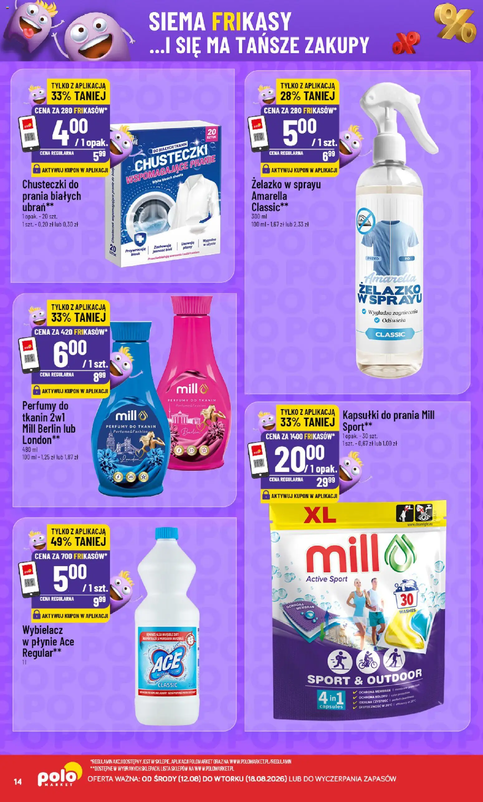 POLOmarket gazetka - Frikasowe Hity od 12.08.2026 | Strona: 14 | Produkty: Kapsułki do prania mill, Kapsułki, Żelazko, Kapsułki do prania
