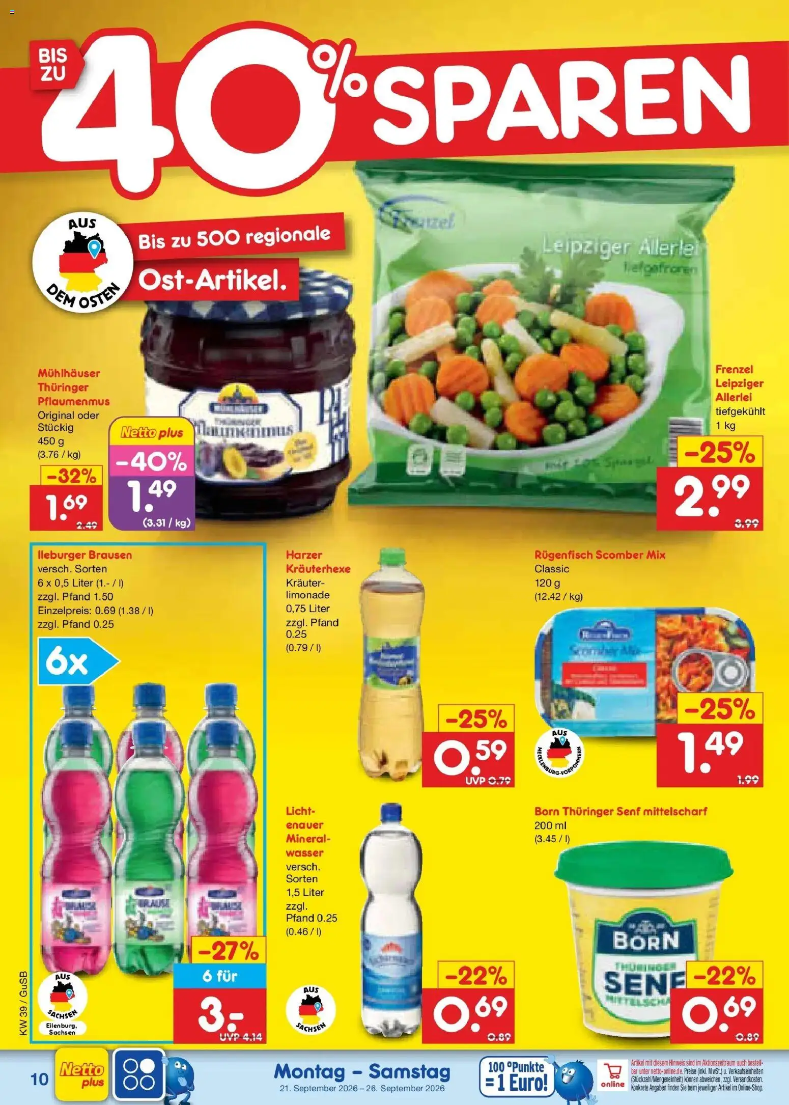 Netto Marken-Discount Prospekt Machern – gültig ab 21.09.2026 | Seite: 16 | Produkte: Limonade, Wasser