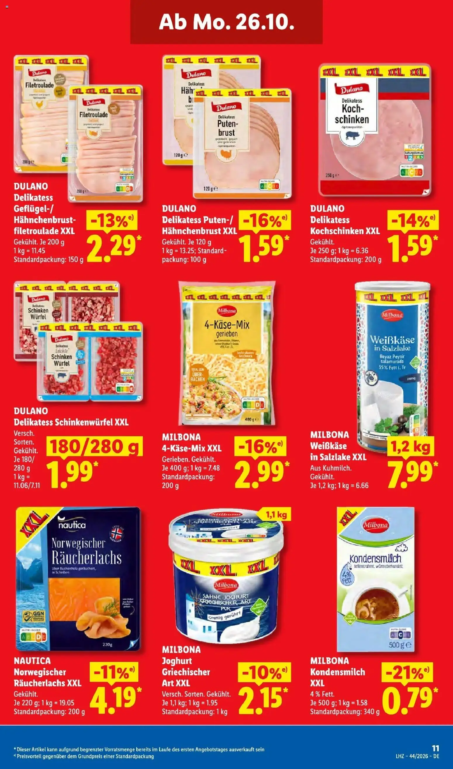 Lidl Prospekt Zülpich (ab 26.10.2026) zum Blättern » Angebote | Seite: 25 | Produkte: Feta, Kondensmilch, Schinken, Hahnchenbrust