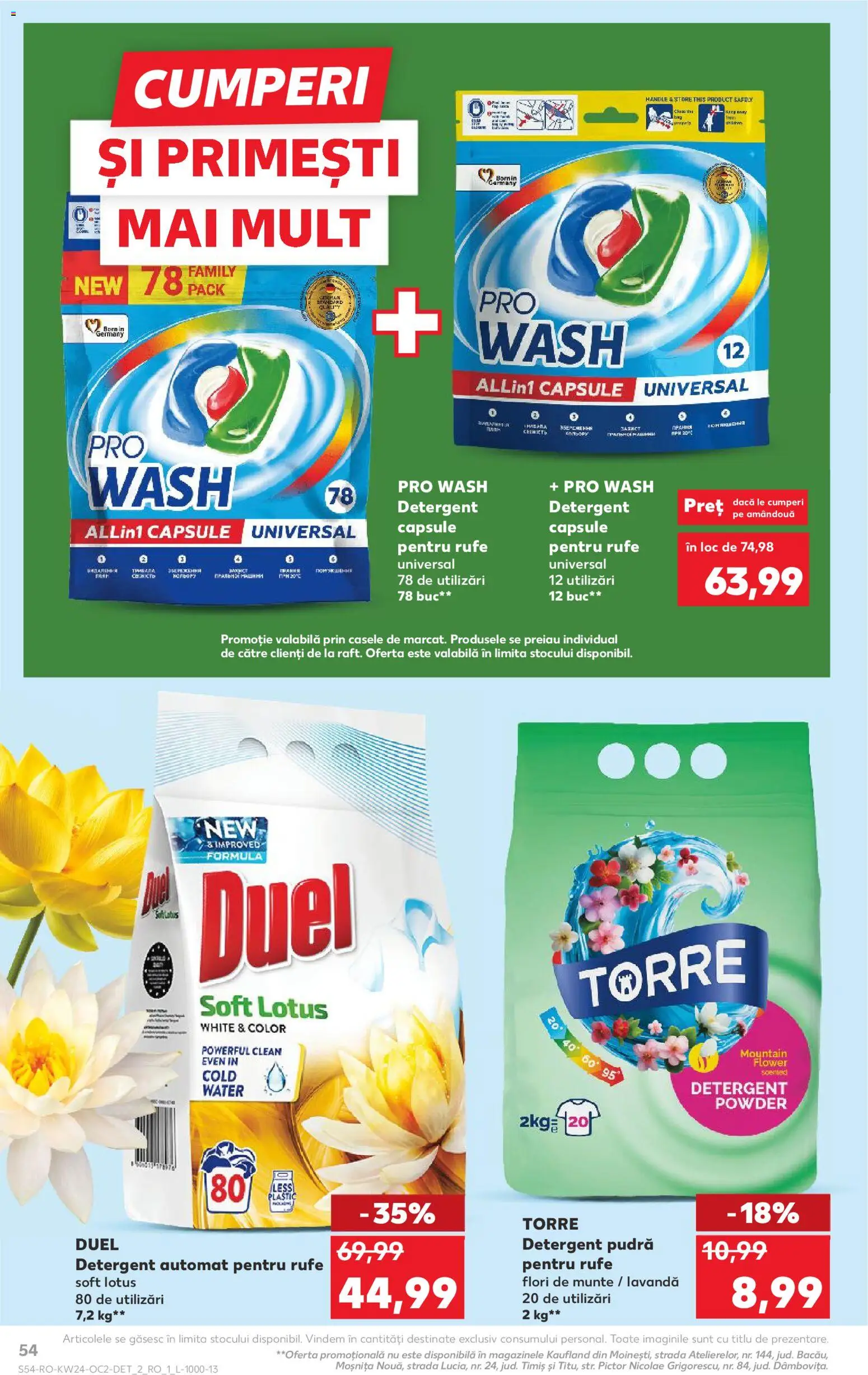 Noul catalog Kaufland – valabil de la 10.06.2026 | Pagină: 54 | Produse: Pomelo, Kedi Ödül Oyuncakları, Pudră, Detergent