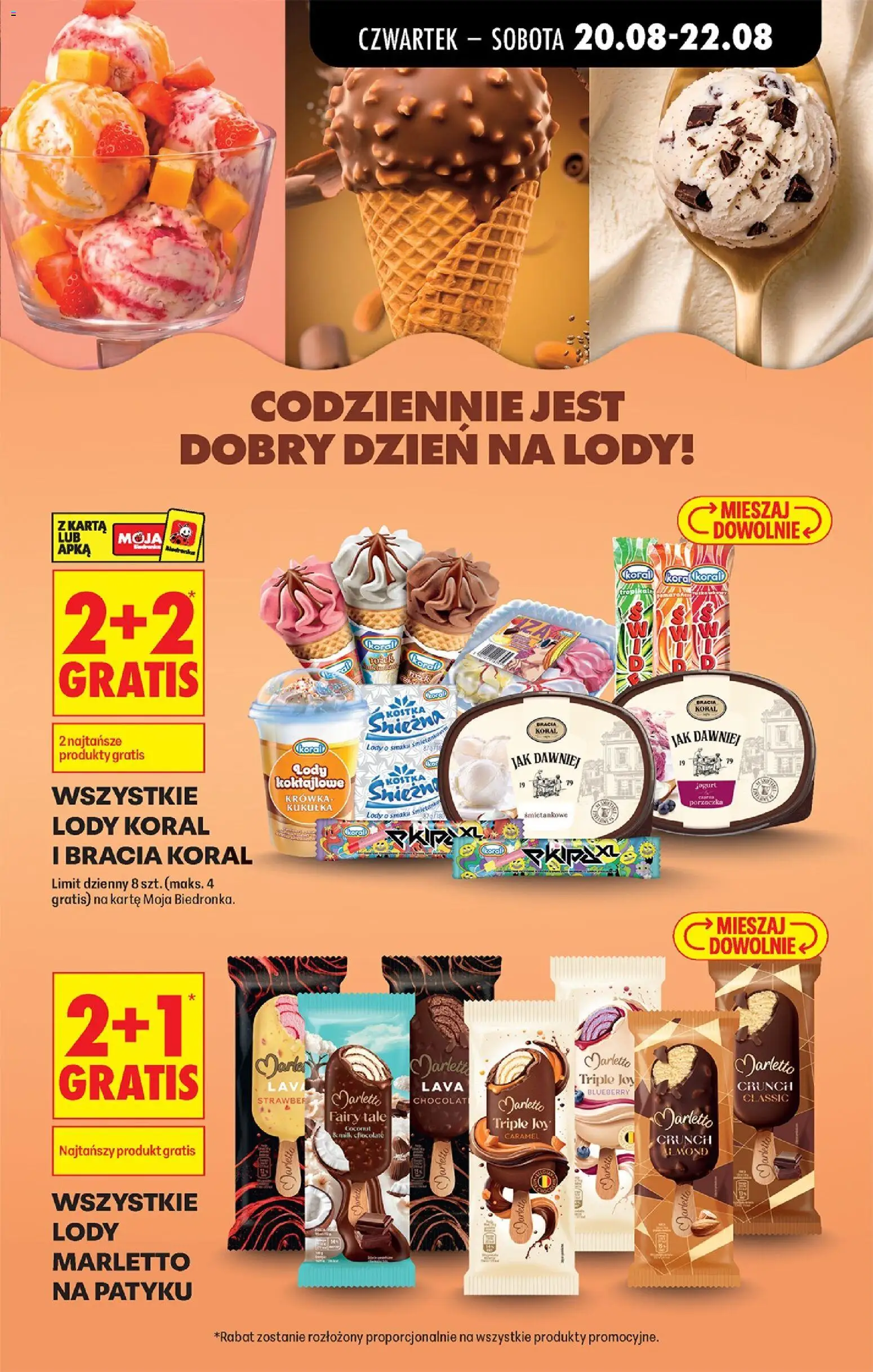 Biedronka gazetka od czwartku od 20.08.2026 | Strona: 21 | Produkty: Lody Koktajlowe, Porzeczka, Jogurt, Fairy