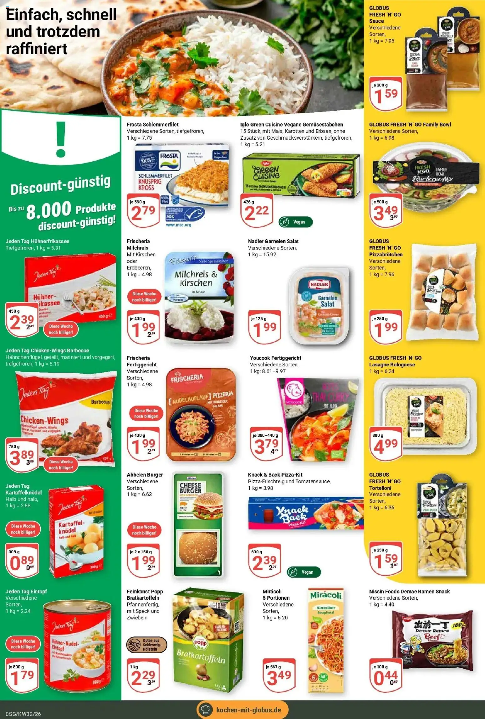 Globus Prospekt Braunschweig (ab 03.08.2026) » Angebote online | Seite: 12 | Produkte: Youcook, Spaghetti, Garnelen, Frosta