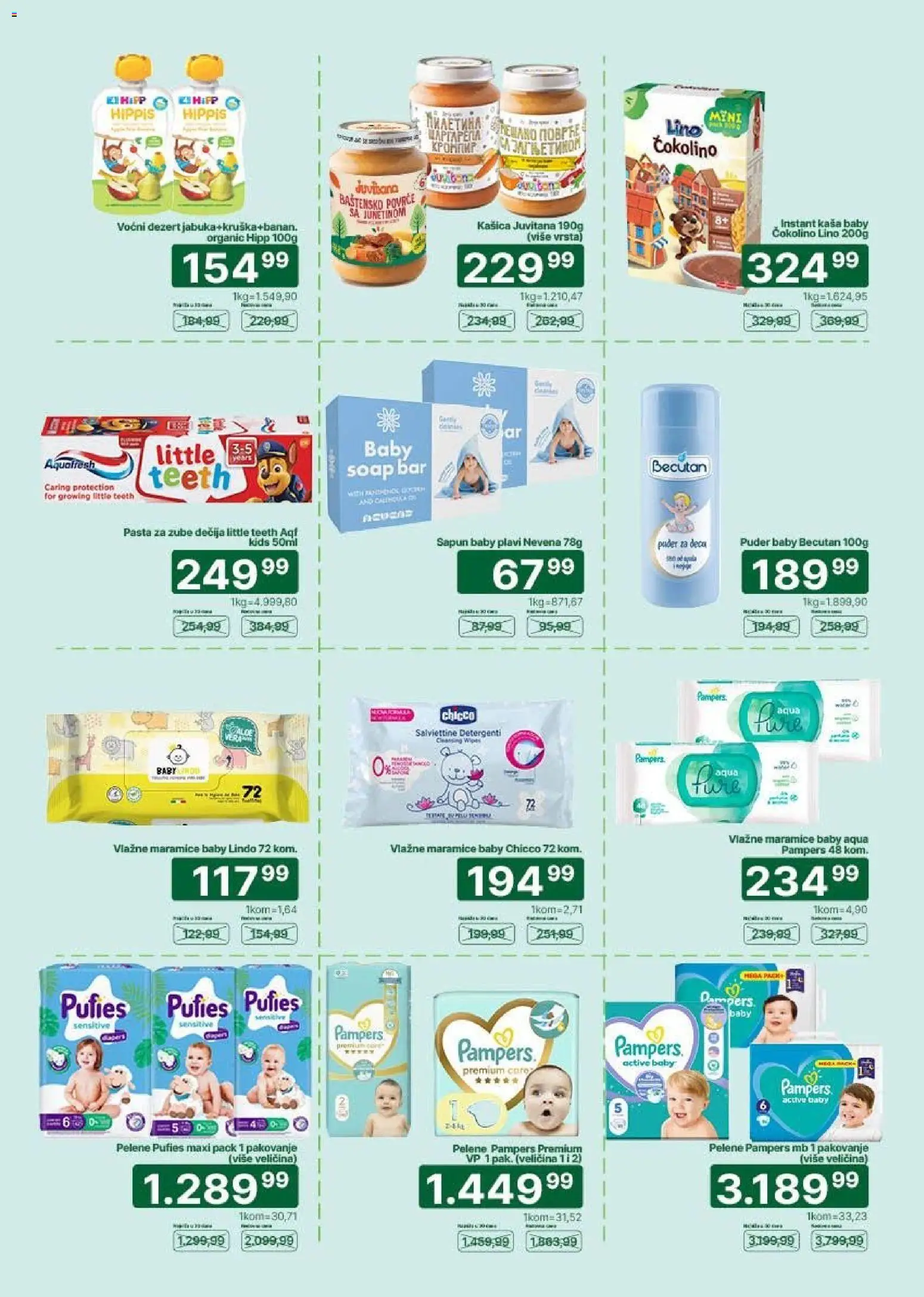 Univerexport katalog - važi od 25.05.2026 | Strana: 25 | Proizvode: Pakovanje, Vlažne maramice, Pasta za zube, Pelene