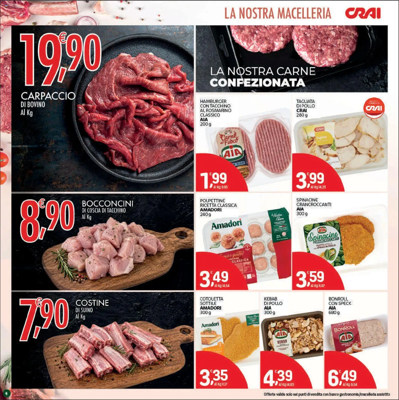 Volantino CRAI del 11.06.2026 | Pagina: 4 | Prodotti: Bovino, Pollo, Tacchino, Hamburger