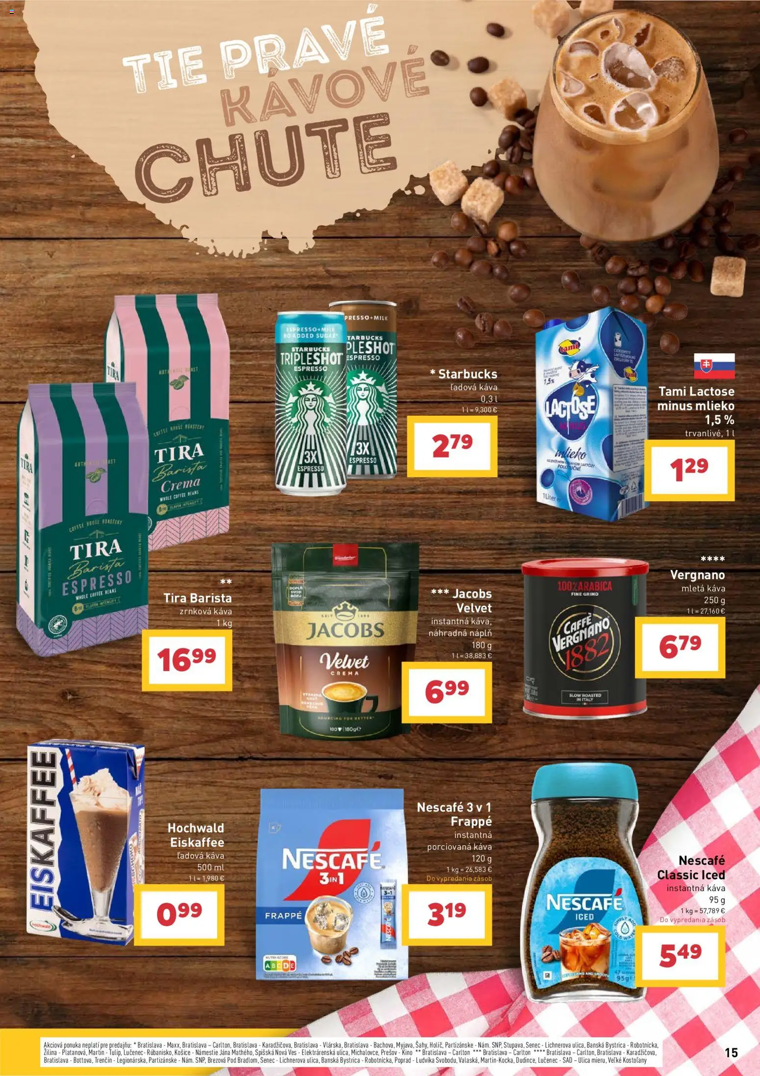 Nové Billa akcie – leták je platný od 08.07.2026 | Strana: 15 | Produkty: Mlieko, Barista, Nescafé Classic, Zrnková káva