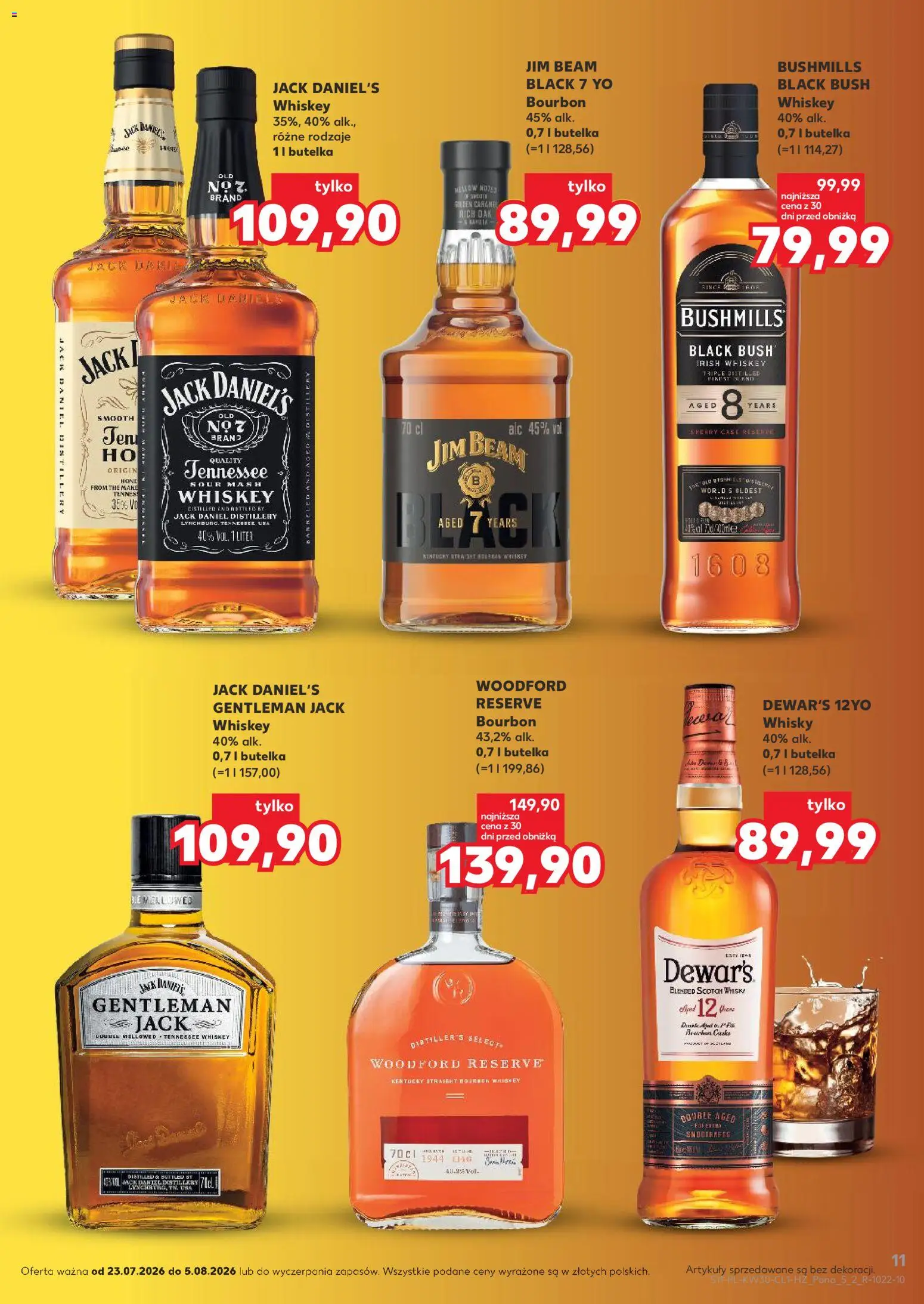 Kaufland Polsko leták - Barek od 23.07.2026 | Strana: 11 | Produkty: Jim Beam, Gentleman Jack, Bushmills, Jack Daniel’s